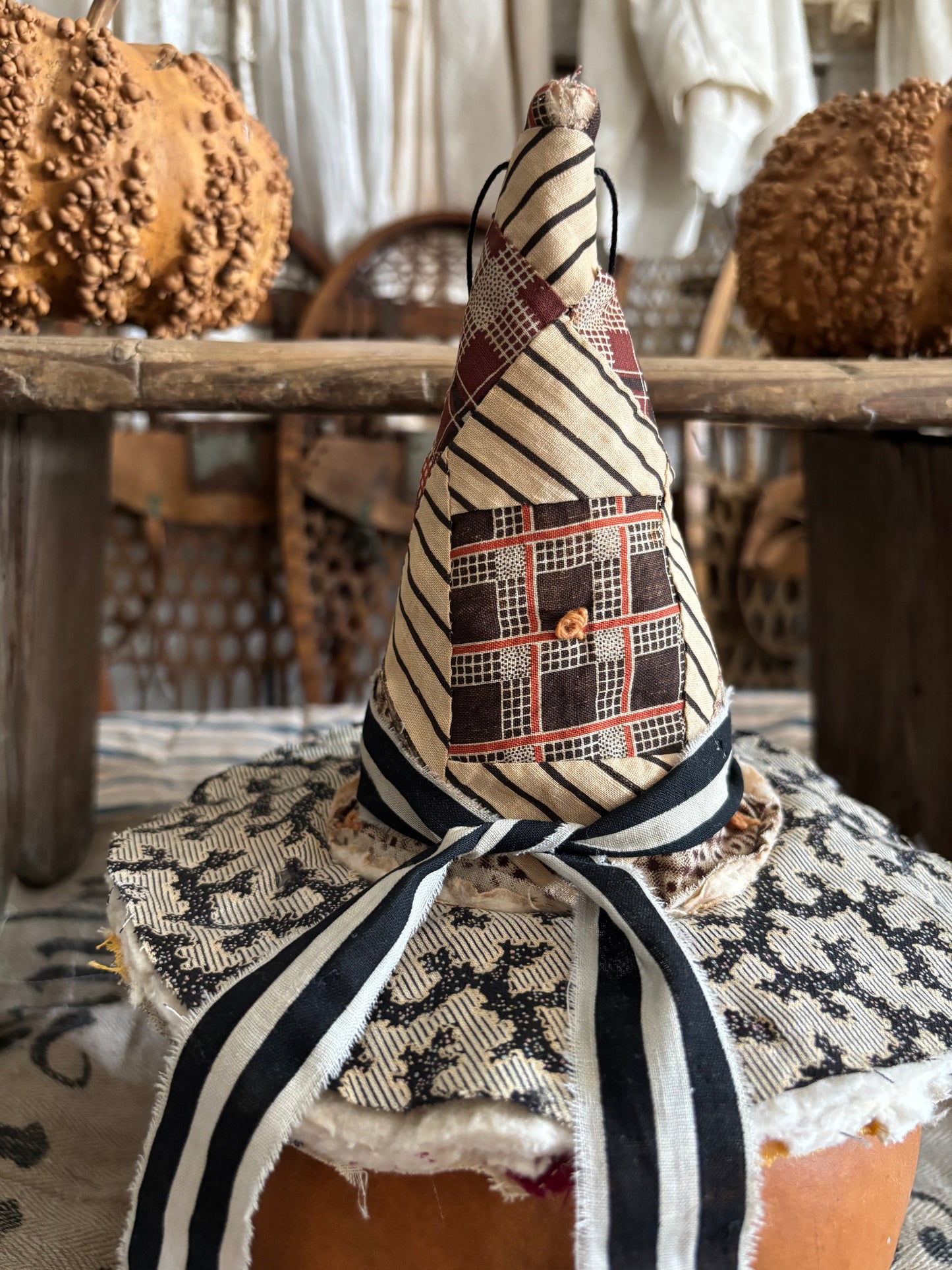 SMALL Antique quilt witch hat