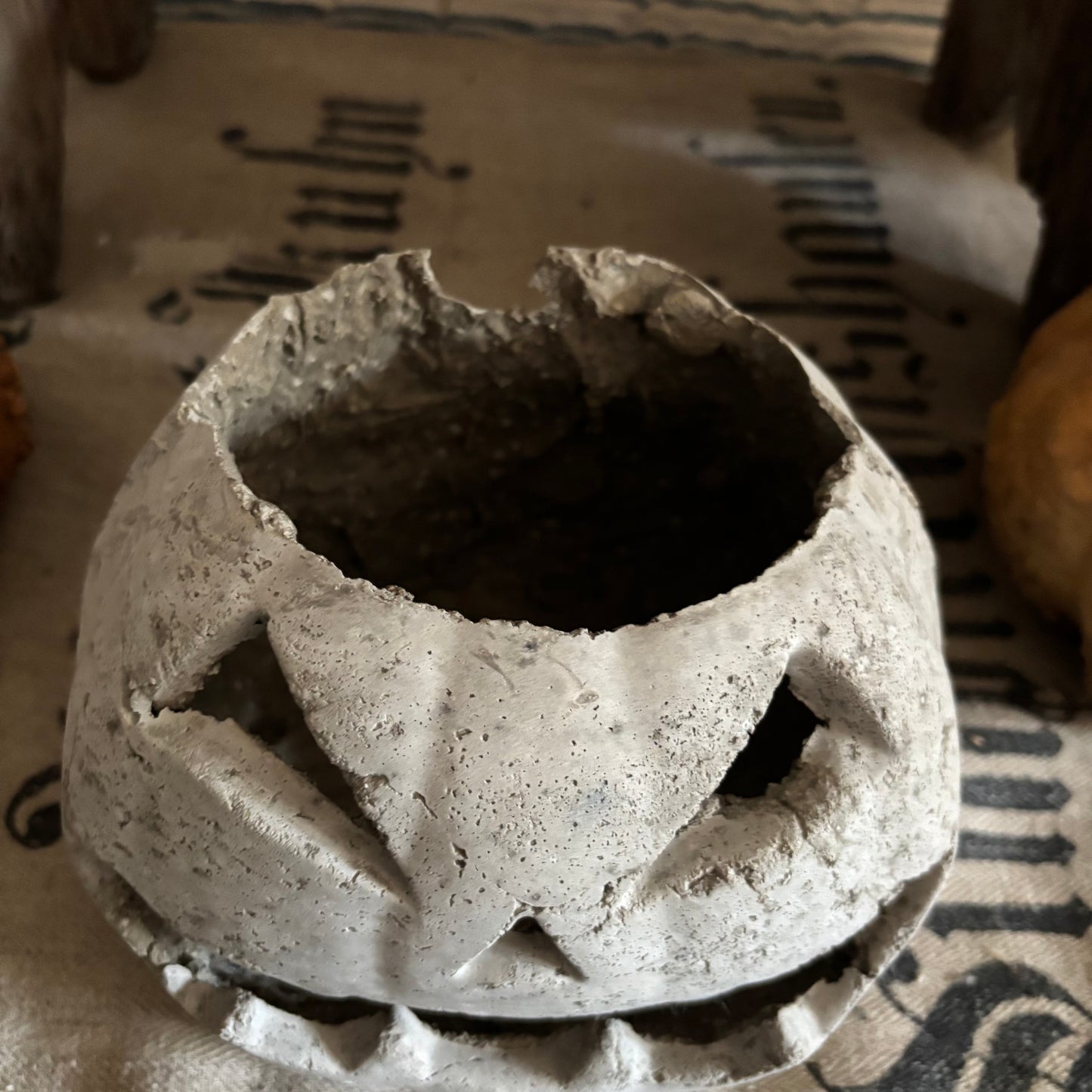 Handmade Concrete Pumpkin (hat sold separately)