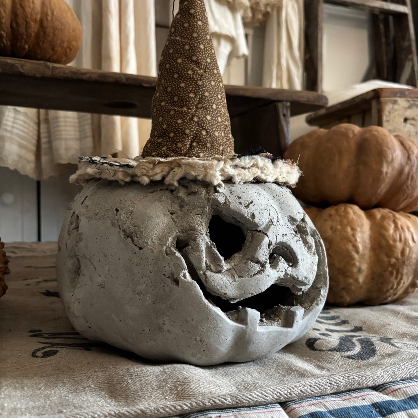 Handmade Concrete Pumpkin (hat sold separately)