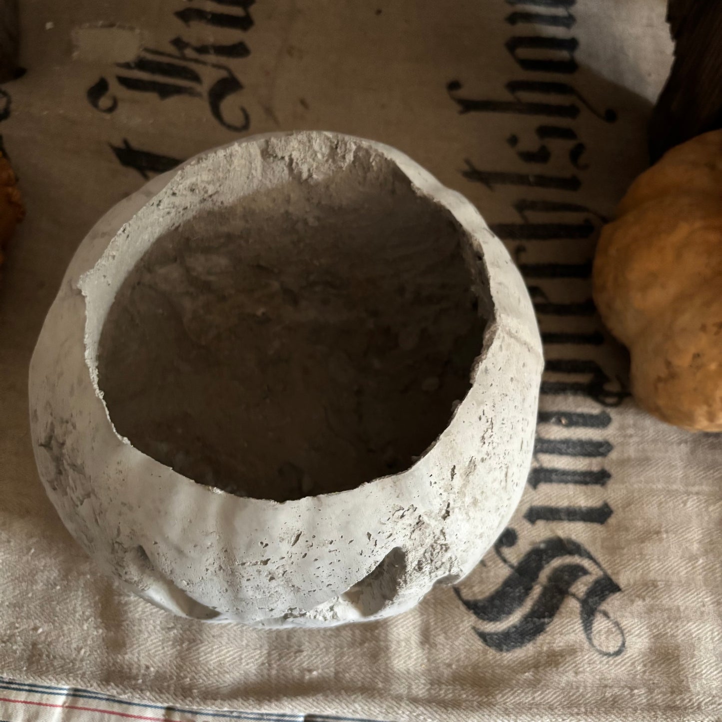 Handmade Concrete Pumpkin (hat sold separately)