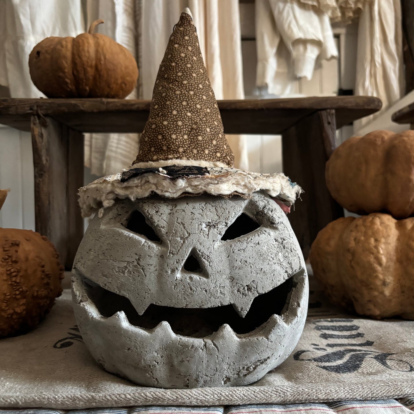 Handmade Concrete Pumpkin (hat sold separately)