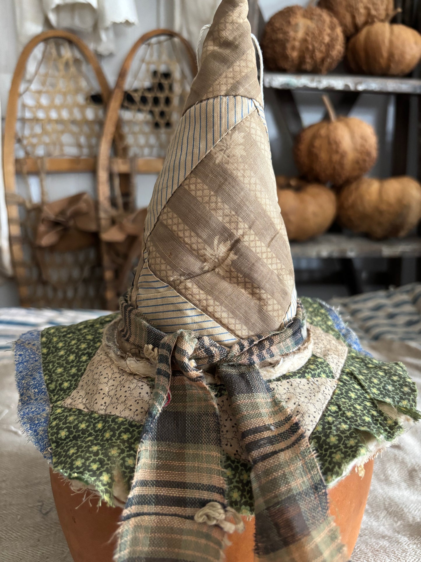 SMALL Antique quilt witch hat