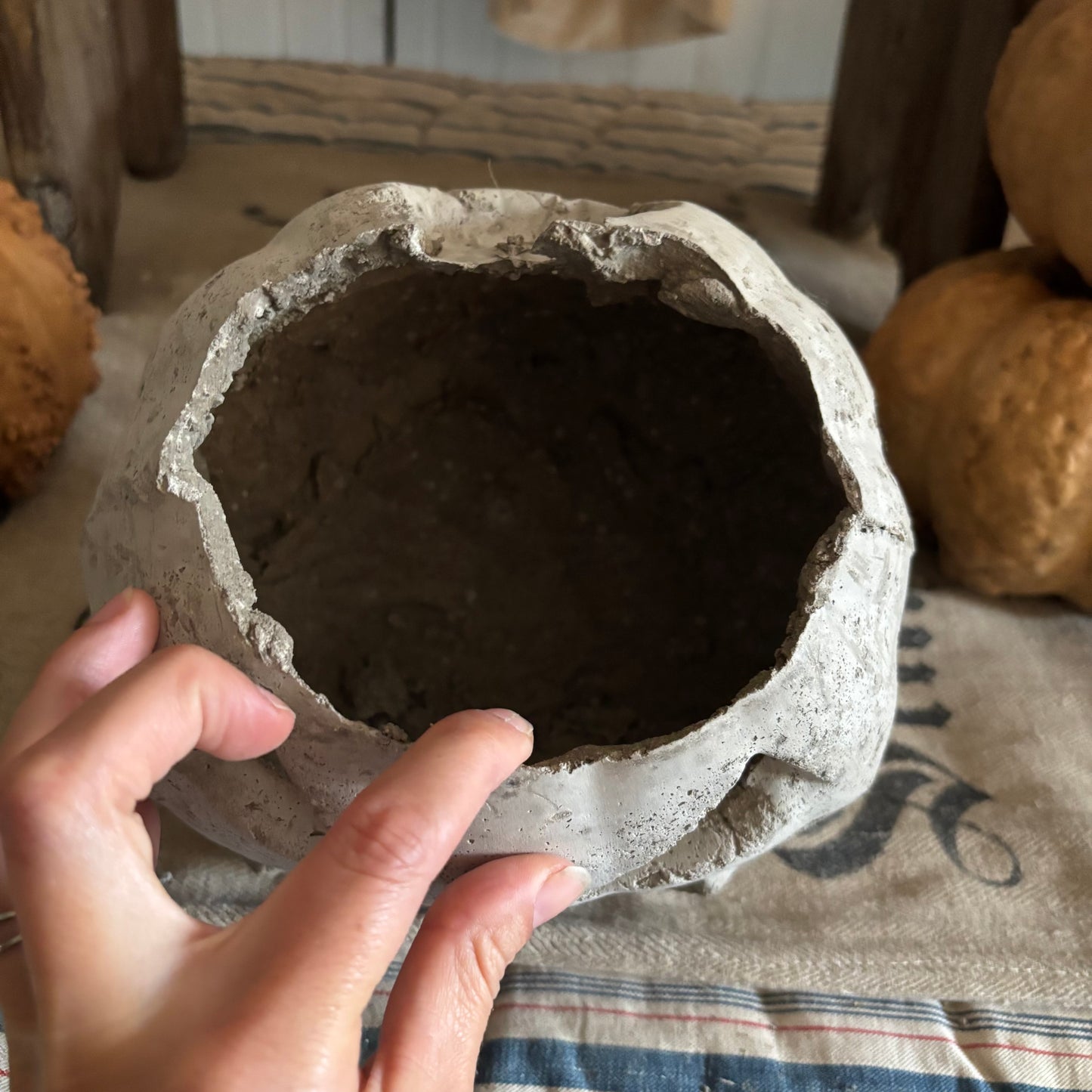 Handmade Concrete Pumpkin (hat sold separately)