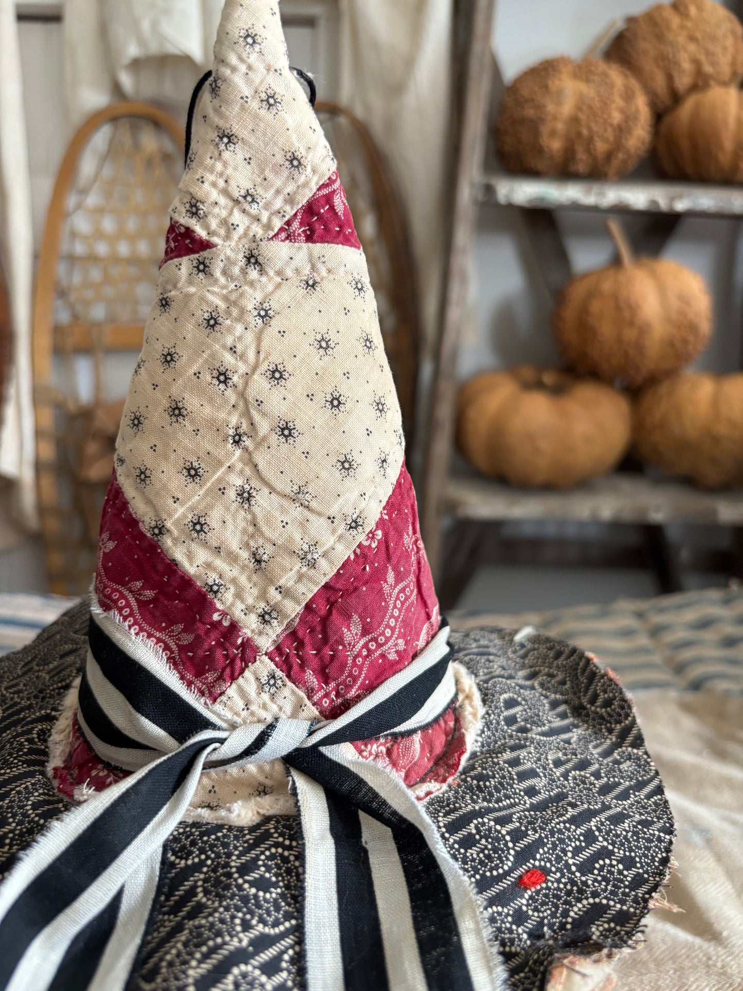 SMALL Antique quilt witch hat