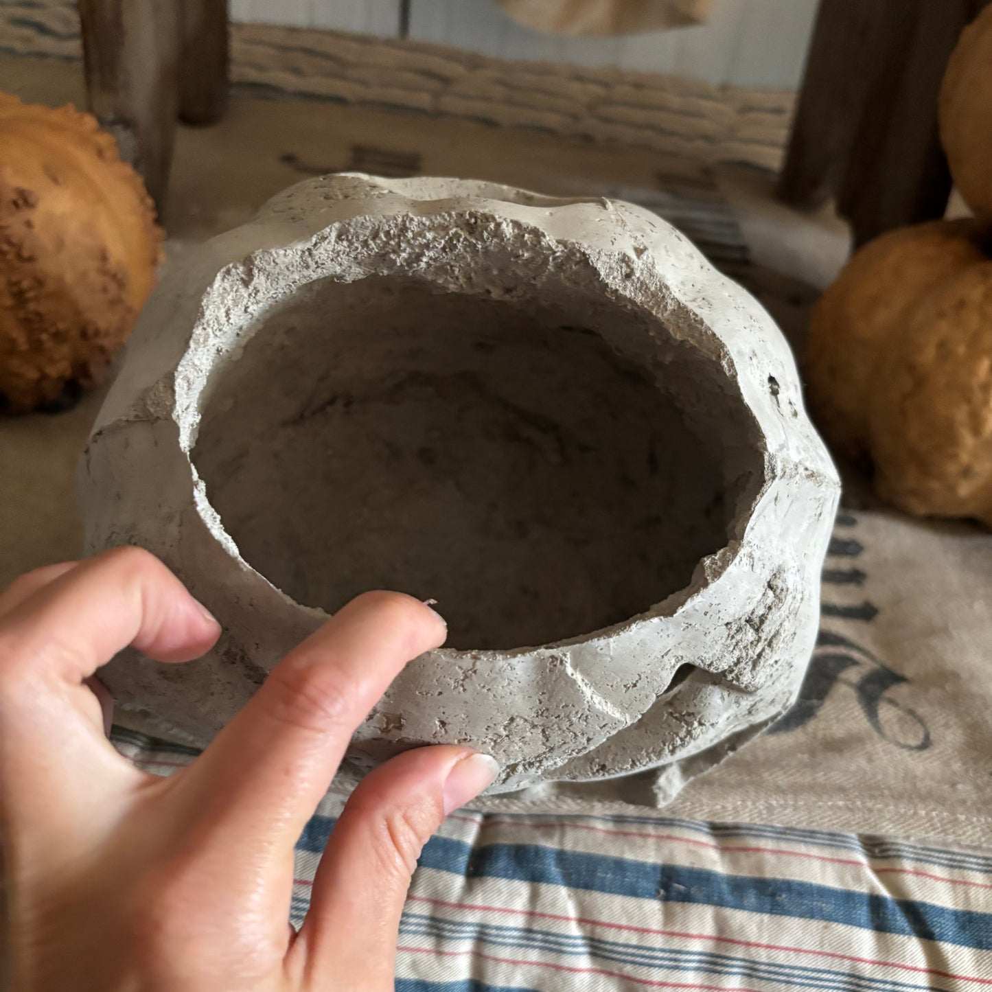 Handmade Concrete Pumpkin (hat sold separately)