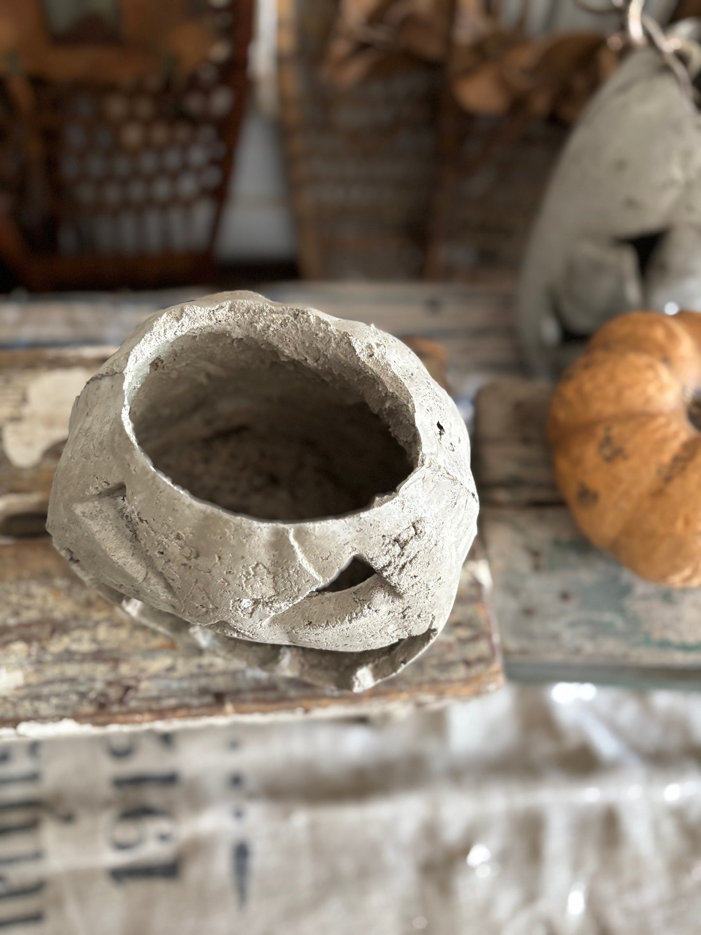 Handmade Concrete Pumpkin (hat sold separately)