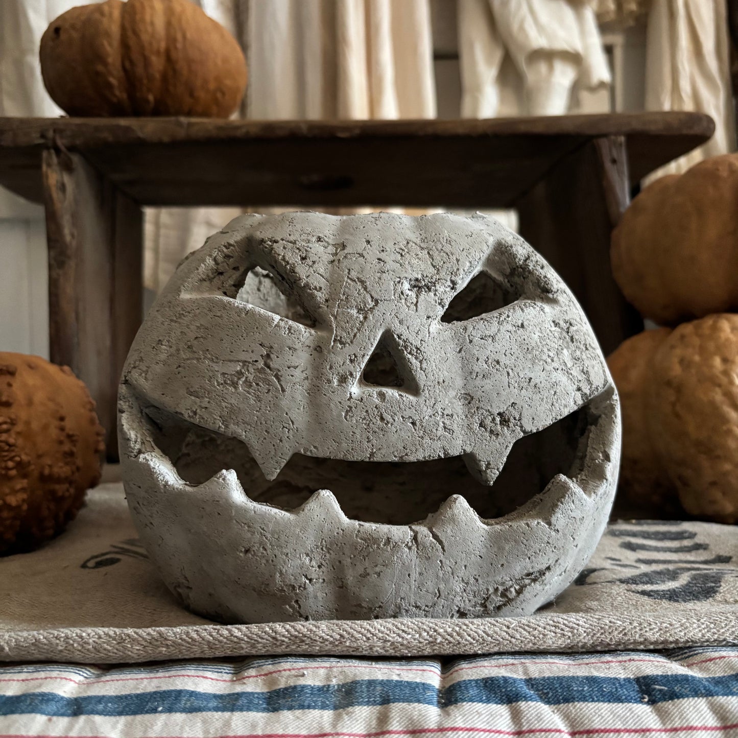 Handmade Concrete Pumpkin (hat sold separately)