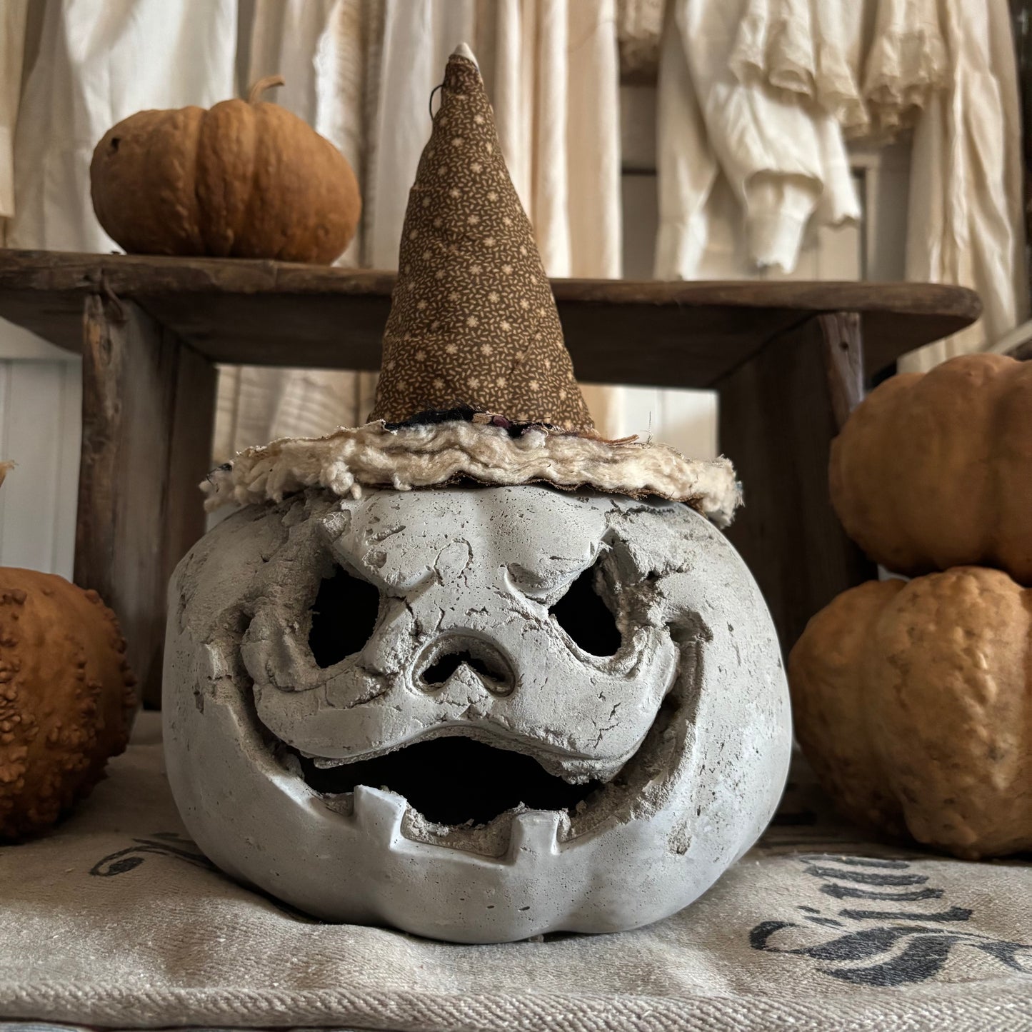 Handmade Concrete Pumpkin (hat sold separately)