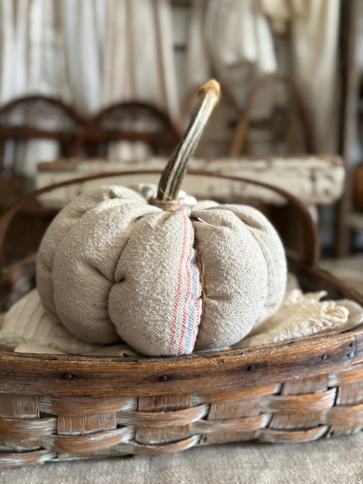 LARGE Antique quilt pumpkin