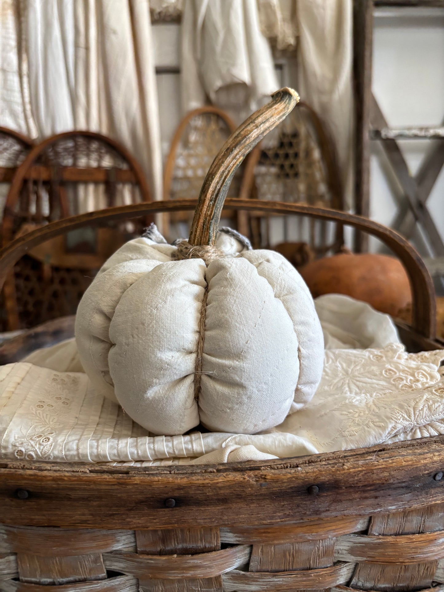 SMALL Antique quilt pumpkin
