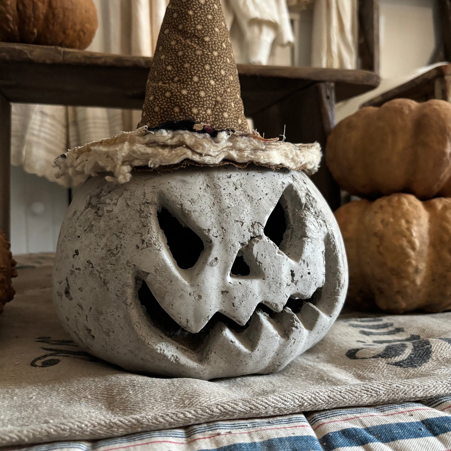 Handmade Concrete Pumpkin (hat sold separately)