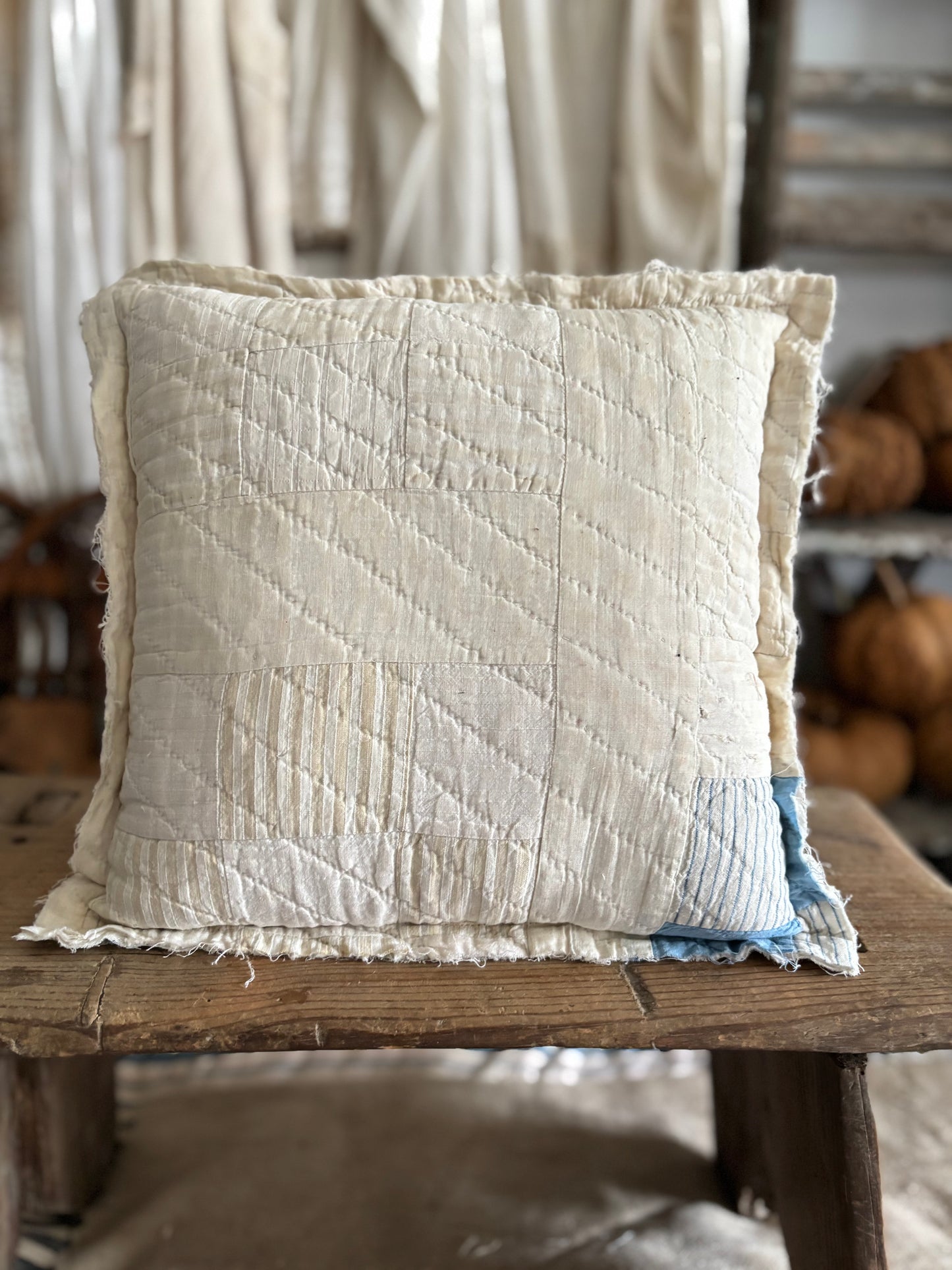 Antique quilt cross stitch pillow