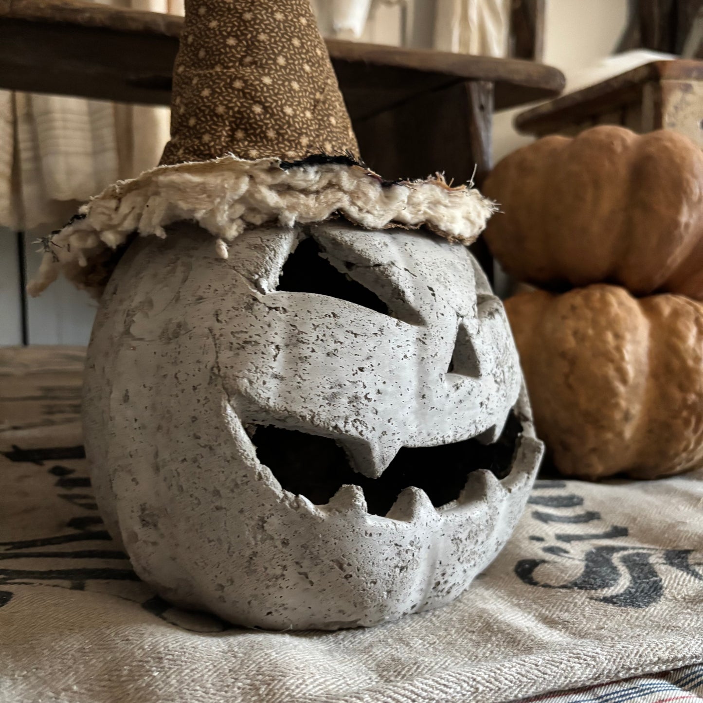 Handmade Concrete Pumpkin (hat sold separately)