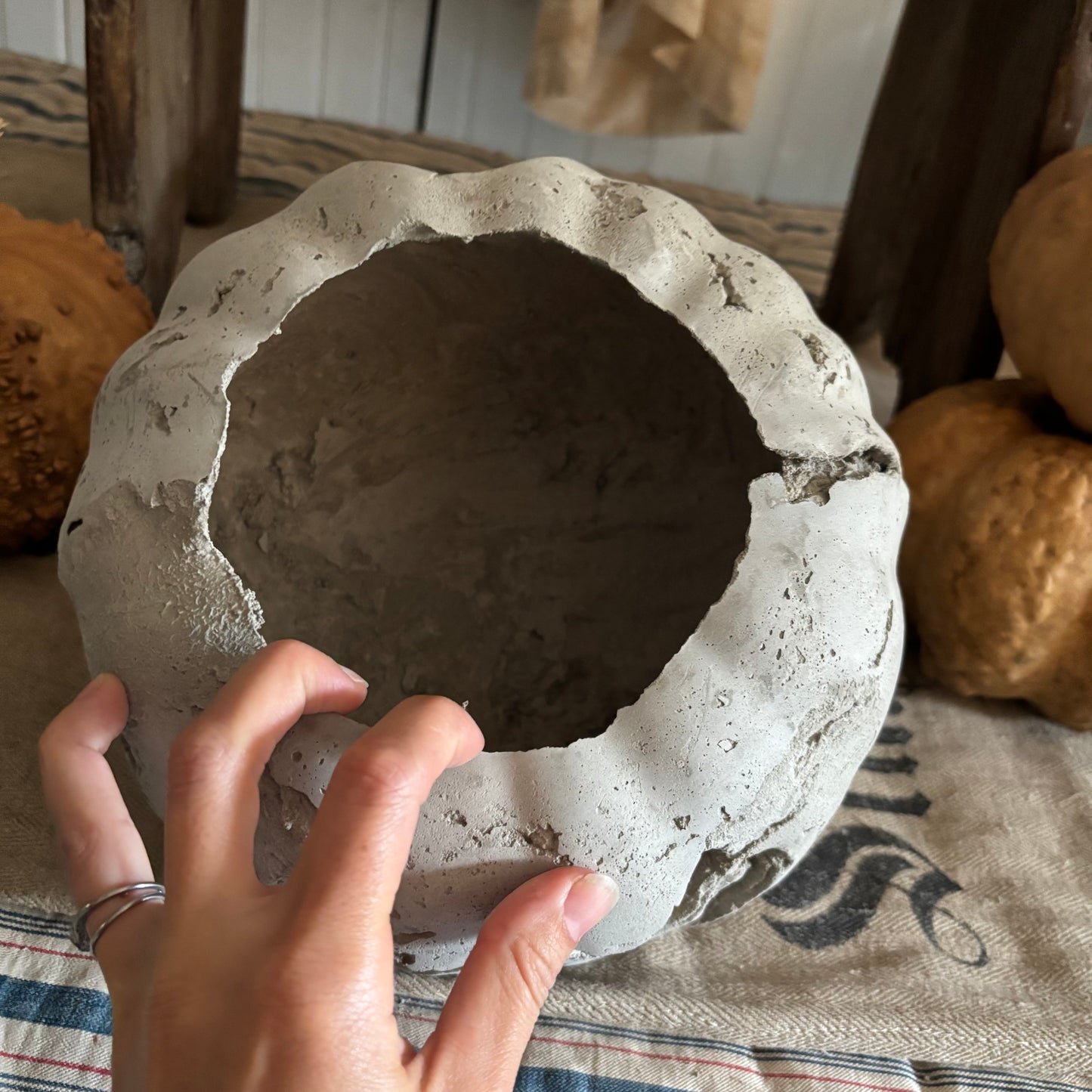 Handmade Concrete Pumpkin (hat sold separately)