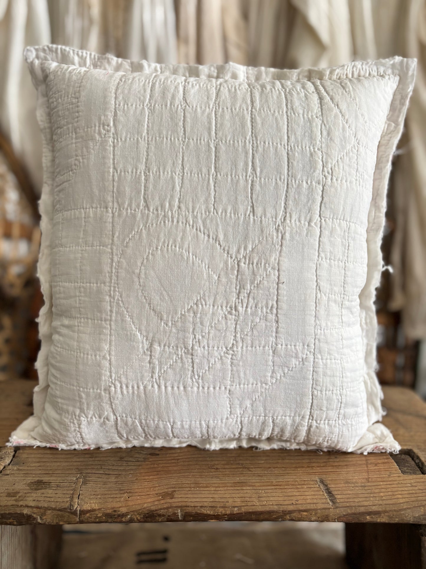 Antique quilt cross stitch pillow