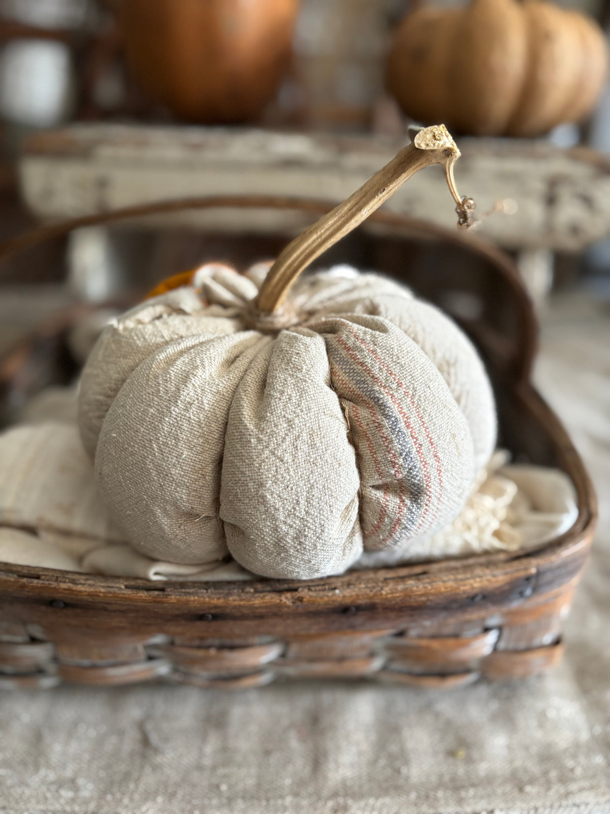 LARGE Antique quilt pumpkin