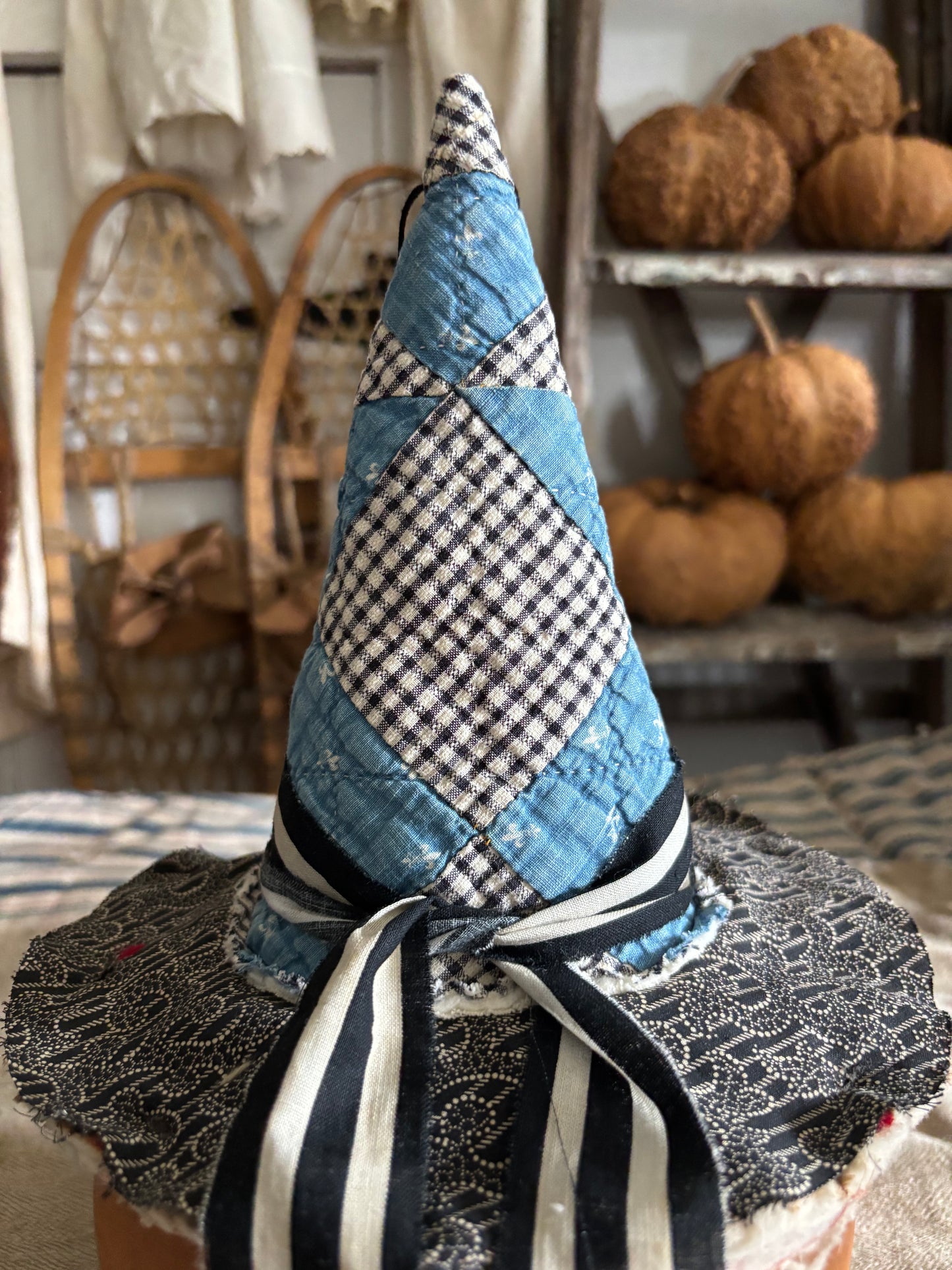 SMALL Antique quilt witch hat