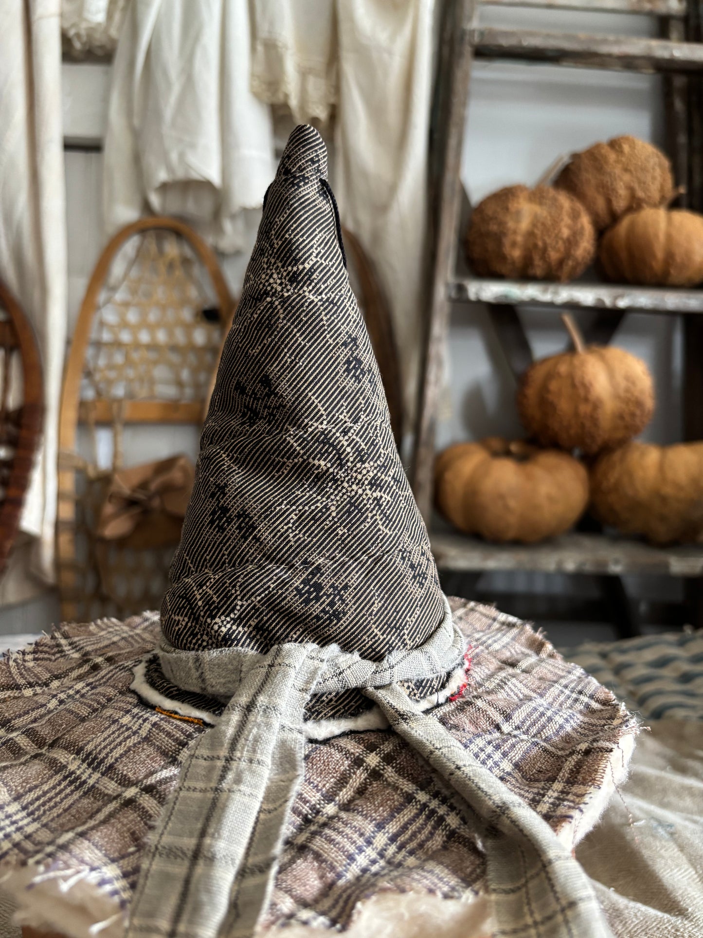 SMALL Antique quilt witch hat