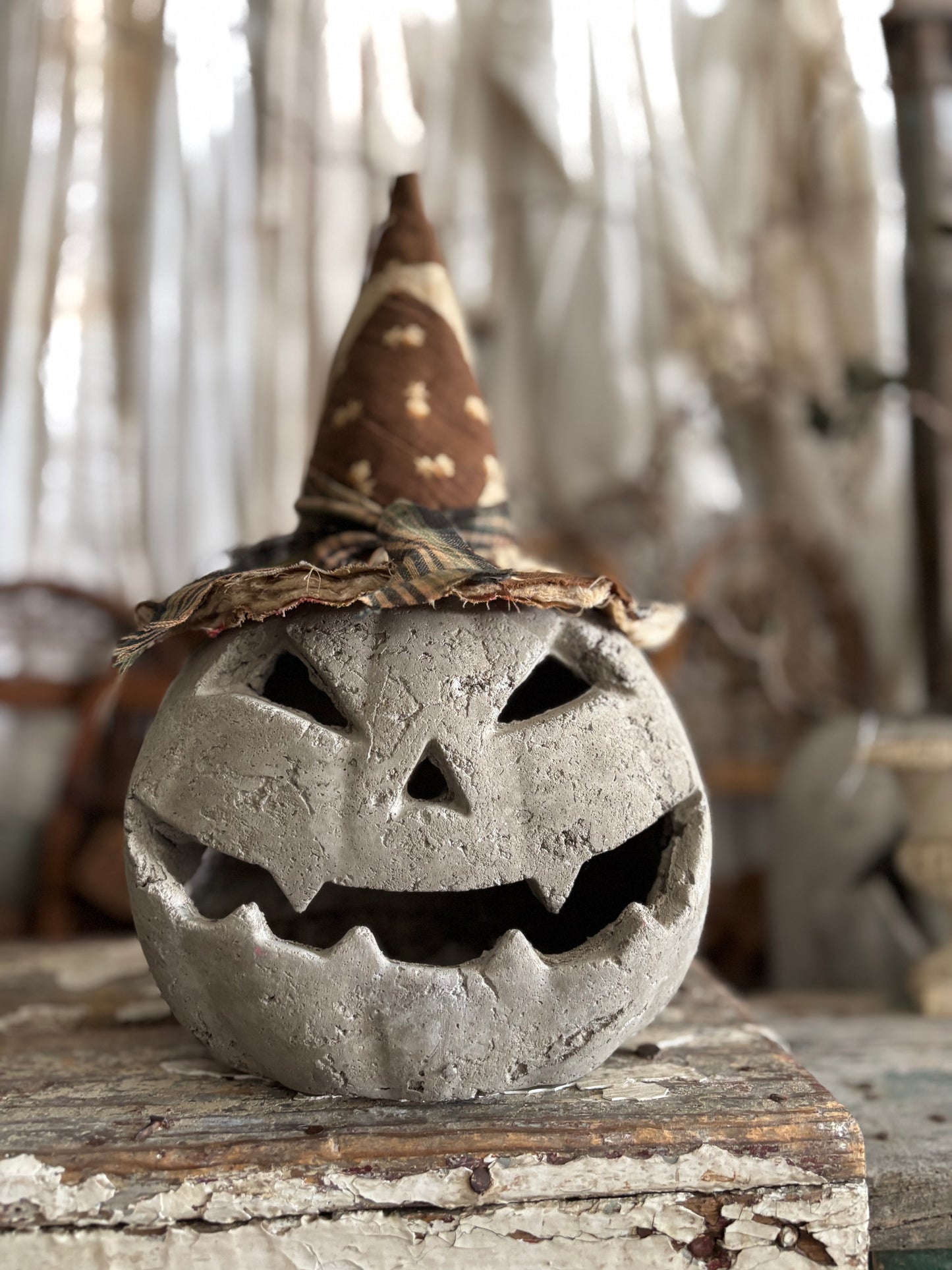 Handmade Concrete Pumpkin (hat sold separately)