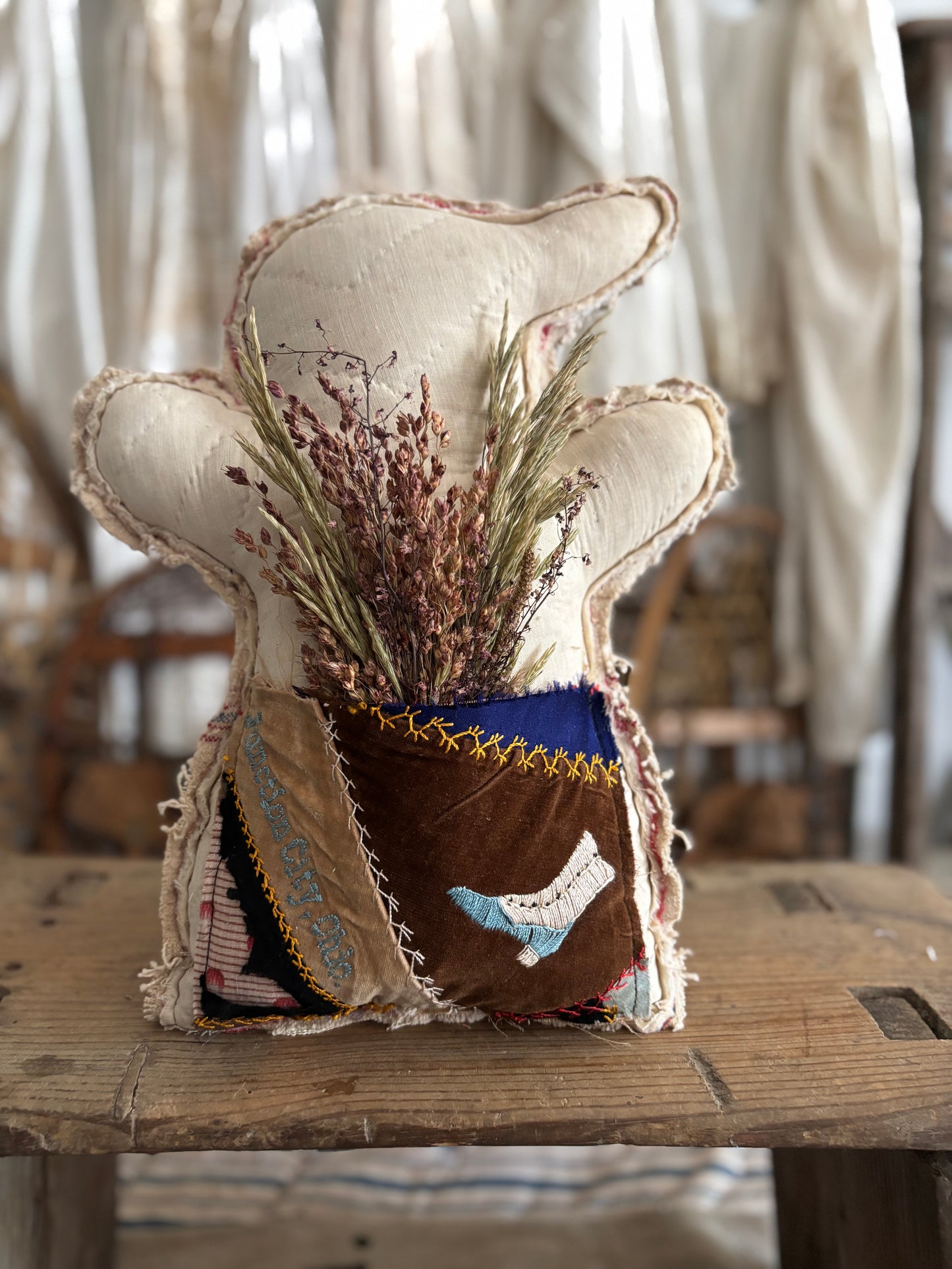 Antique quilt ghost pillow
