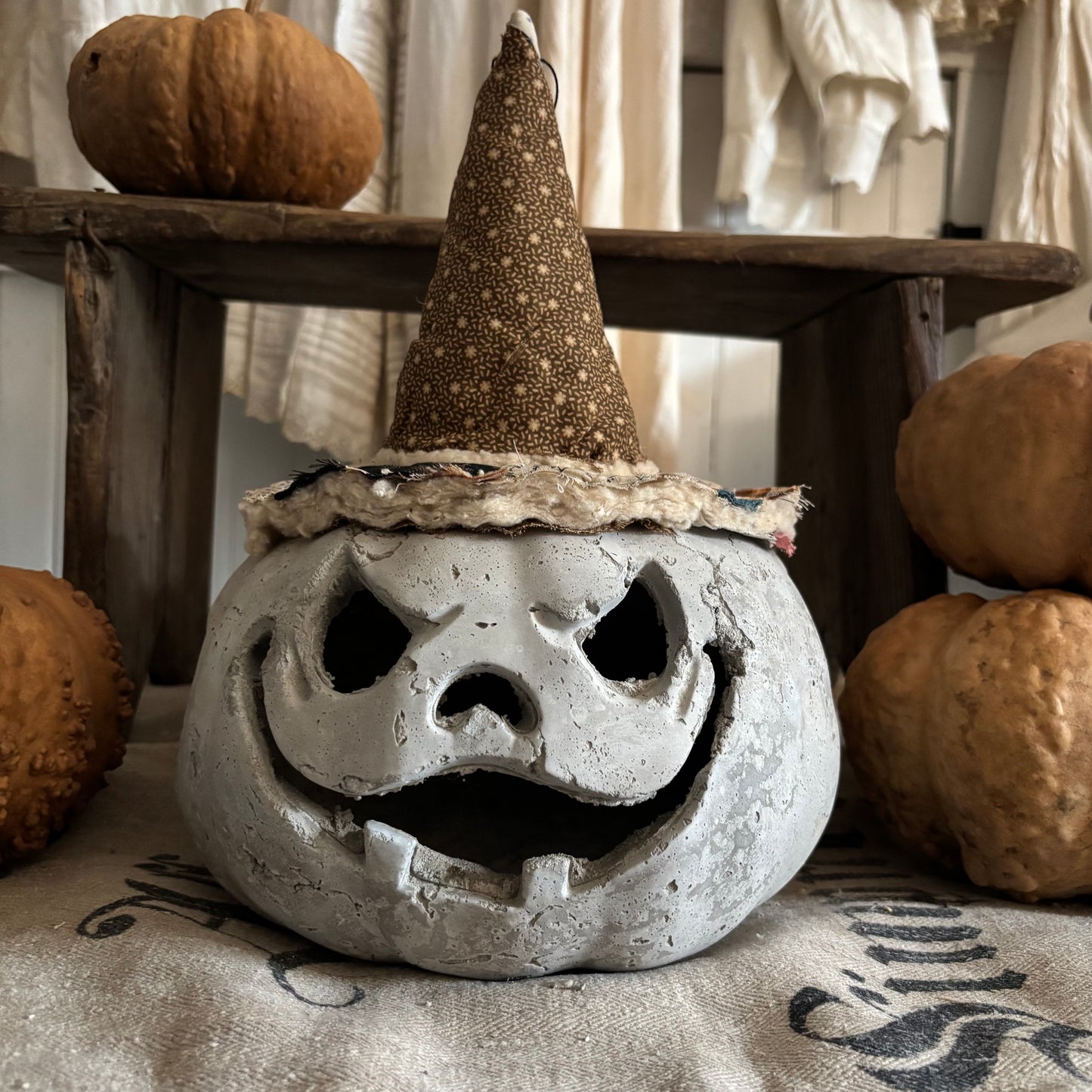 Handmade Concrete Pumpkin (hat sold separately)