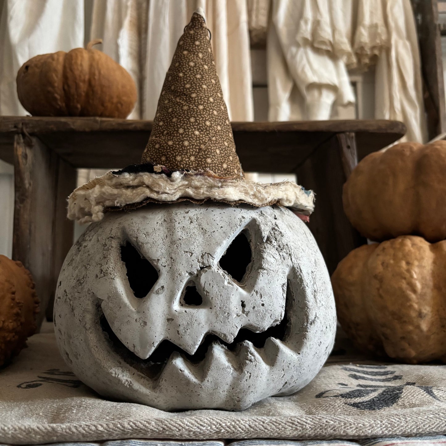 Handmade Concrete Pumpkin (hat sold separately)
