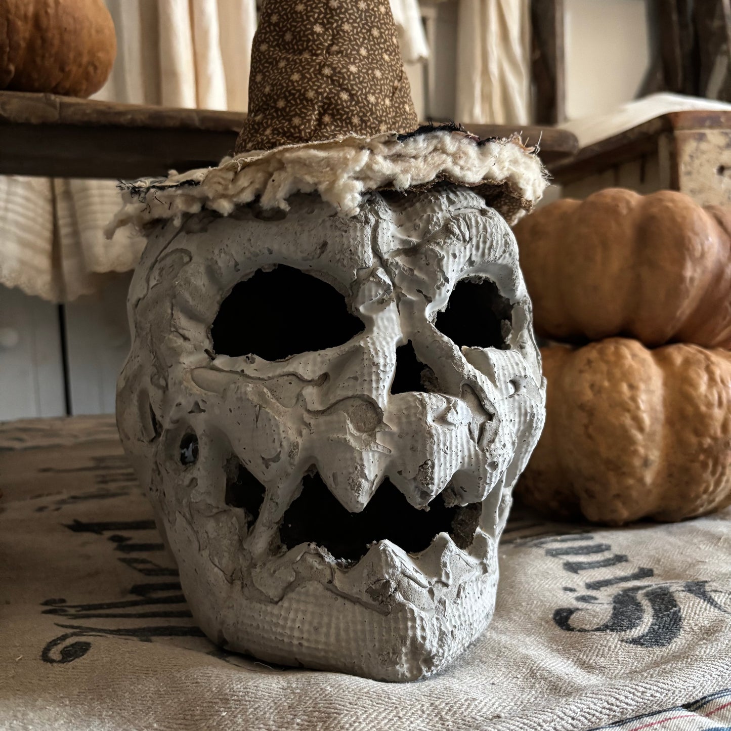 Handmade Concrete skeleton head (hat sold separately)