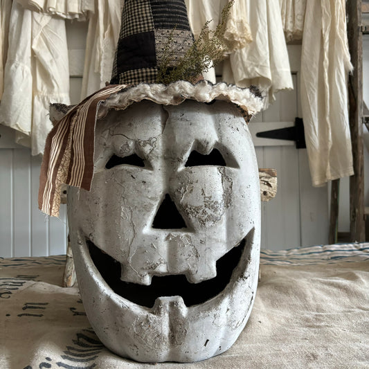 LARGE Handmade Concrete Pumpkin (hat sold separately)