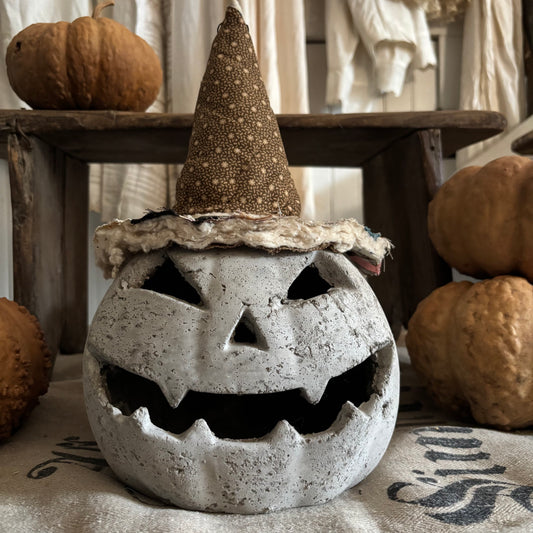 Handmade Concrete Pumpkin (hat sold separately)