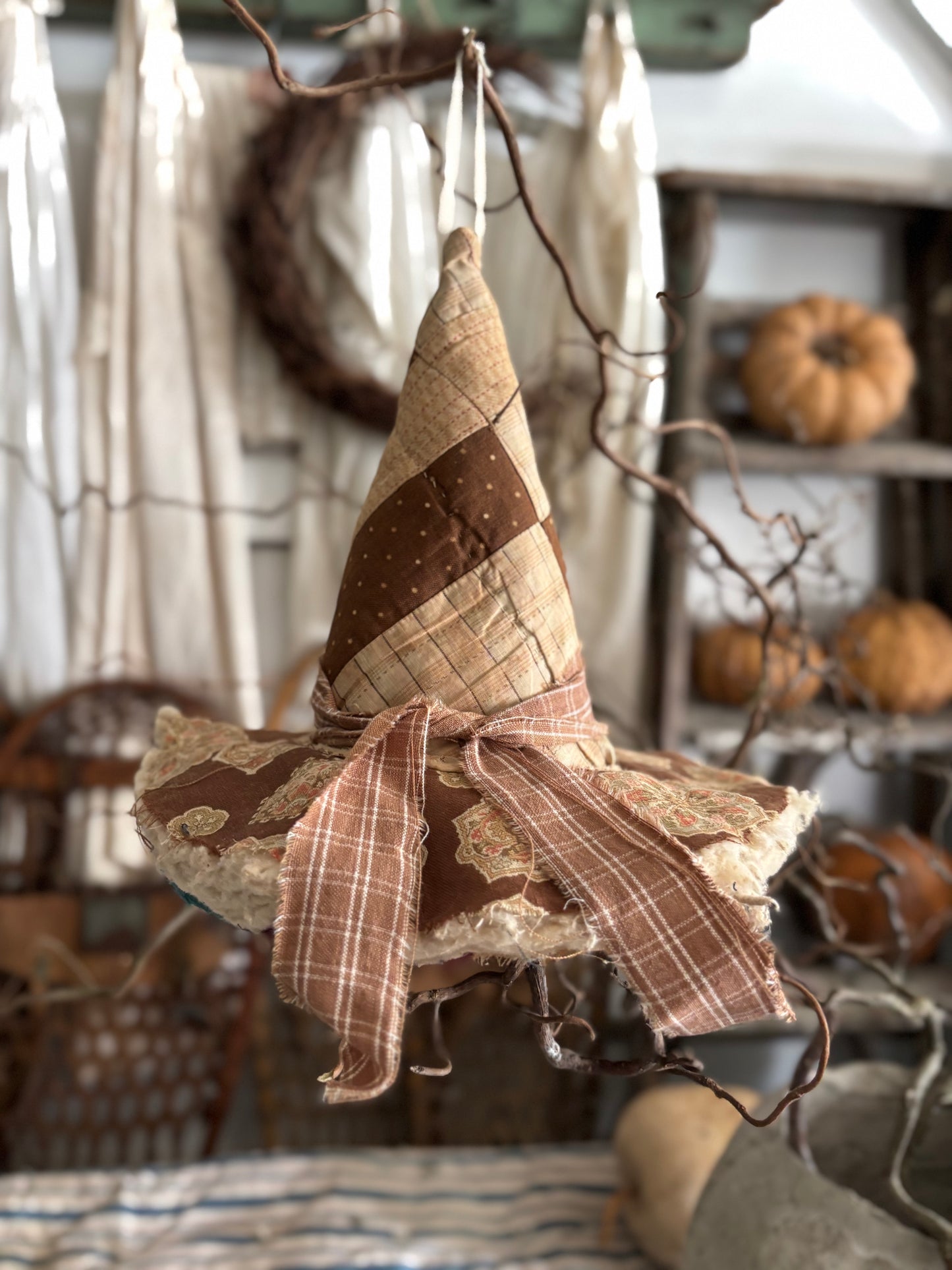 SMALL Antique quilt witch hat