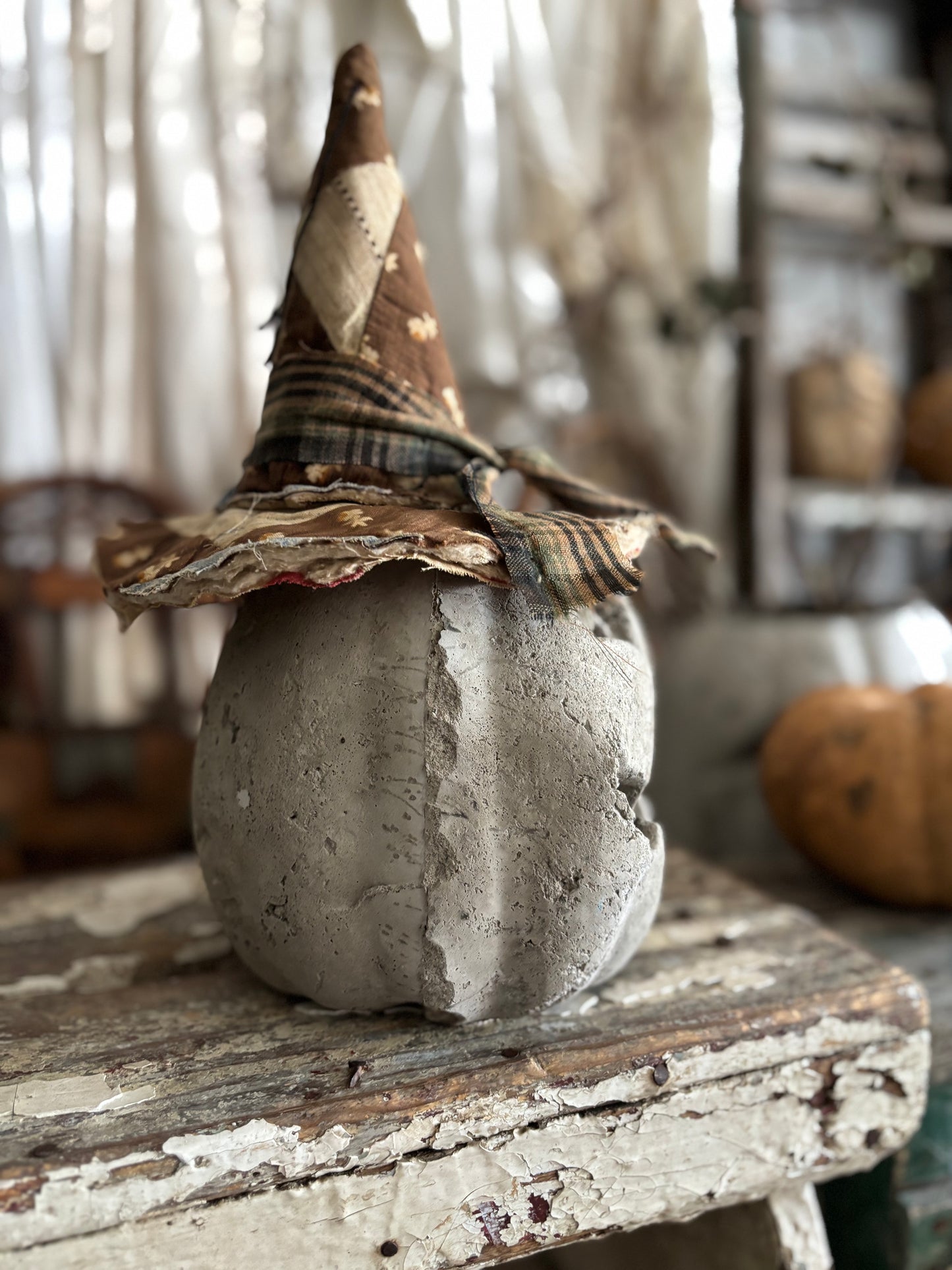 Handmade Concrete Pumpkin (hat sold separately)