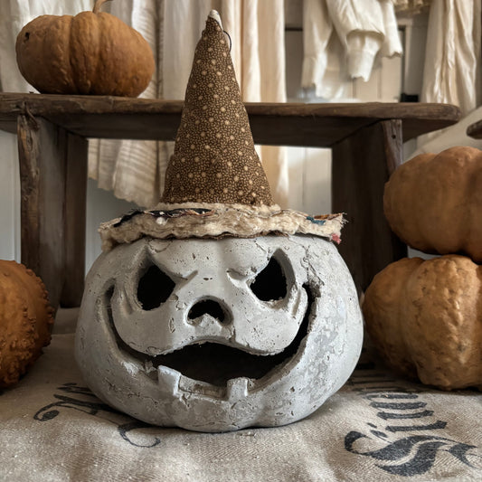 Handmade Concrete Pumpkin (hat sold separately)