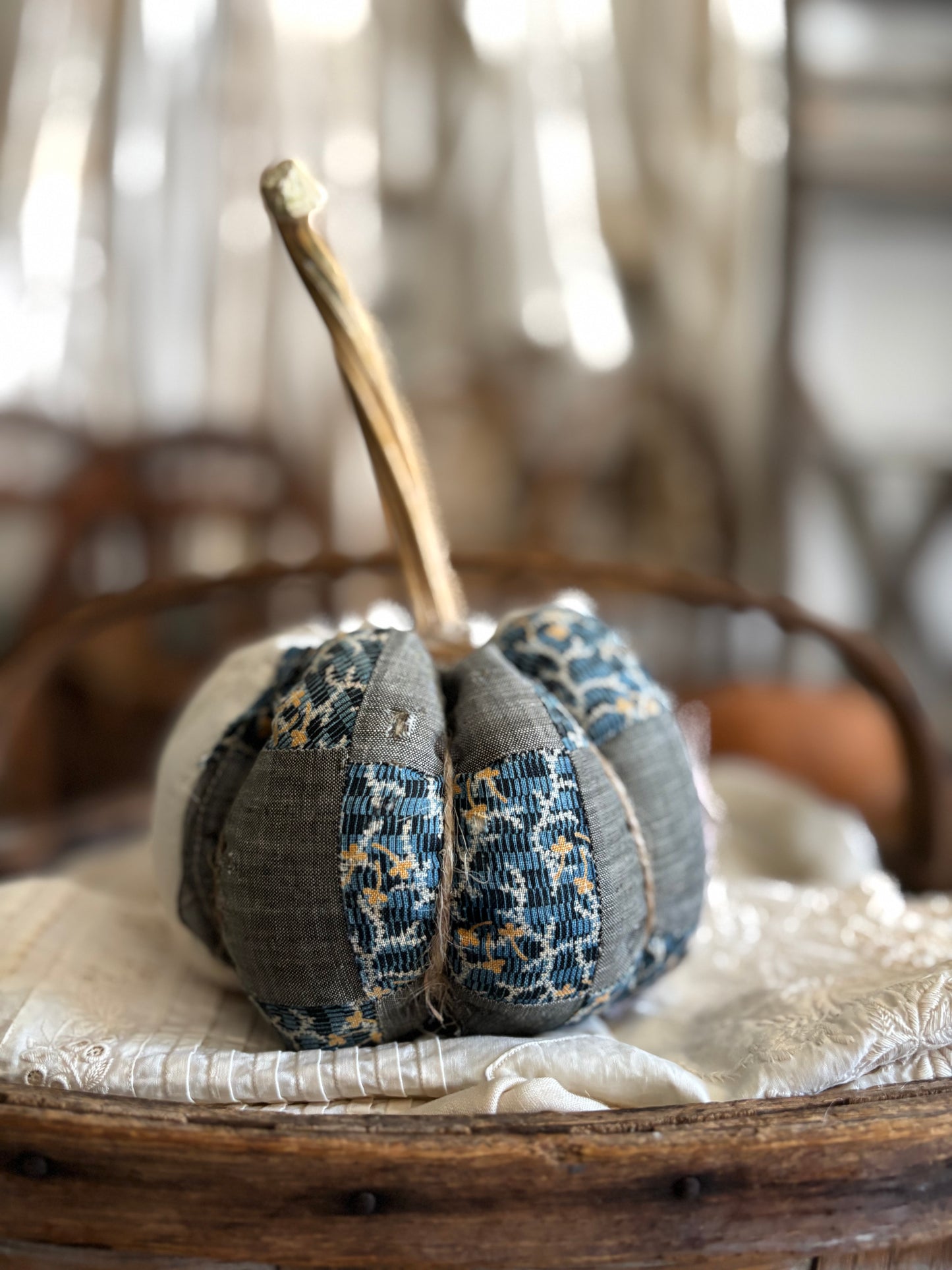 SMALL Antique quilt pumpkin