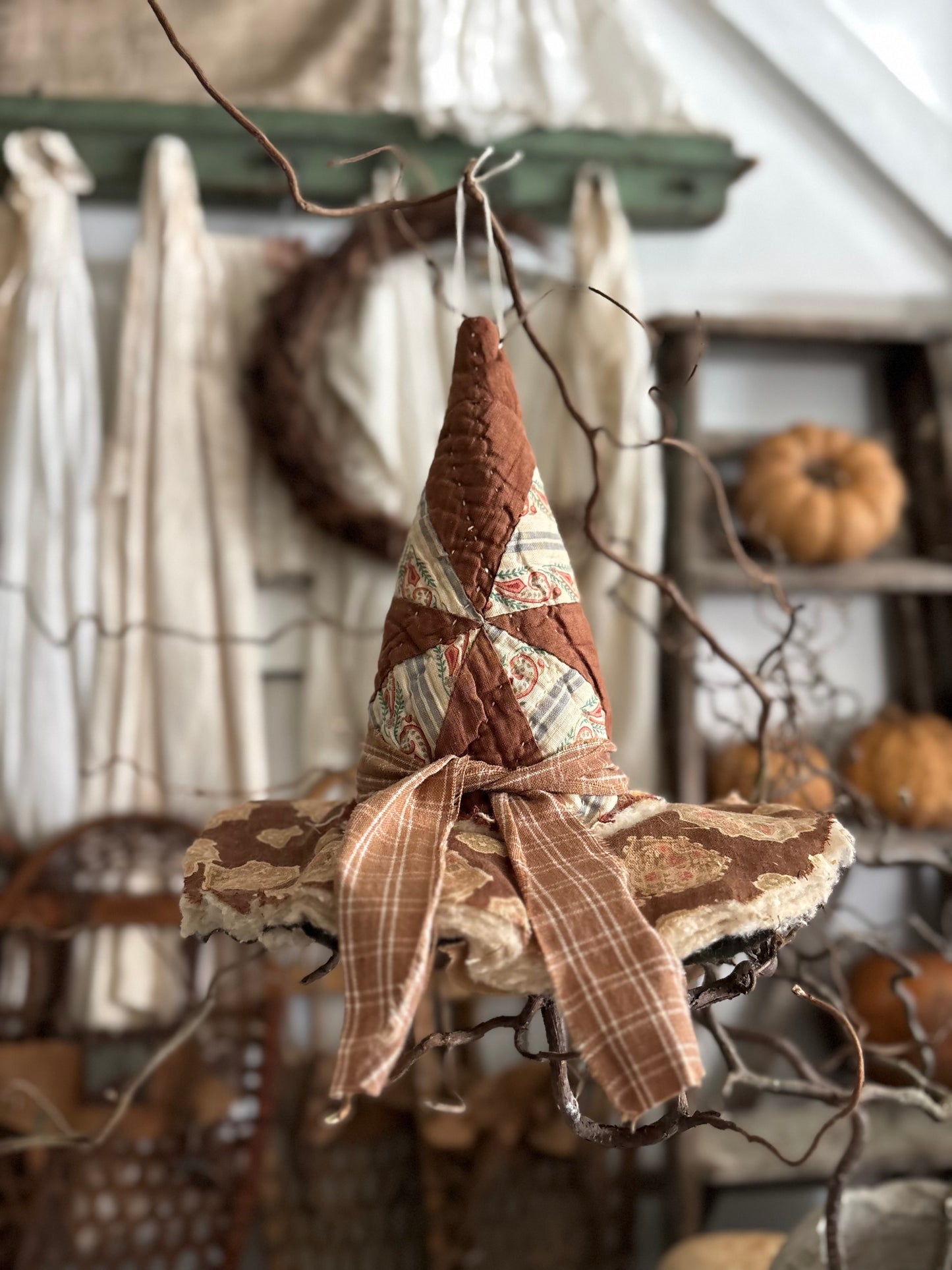 SMALL Antique quilt witch hat