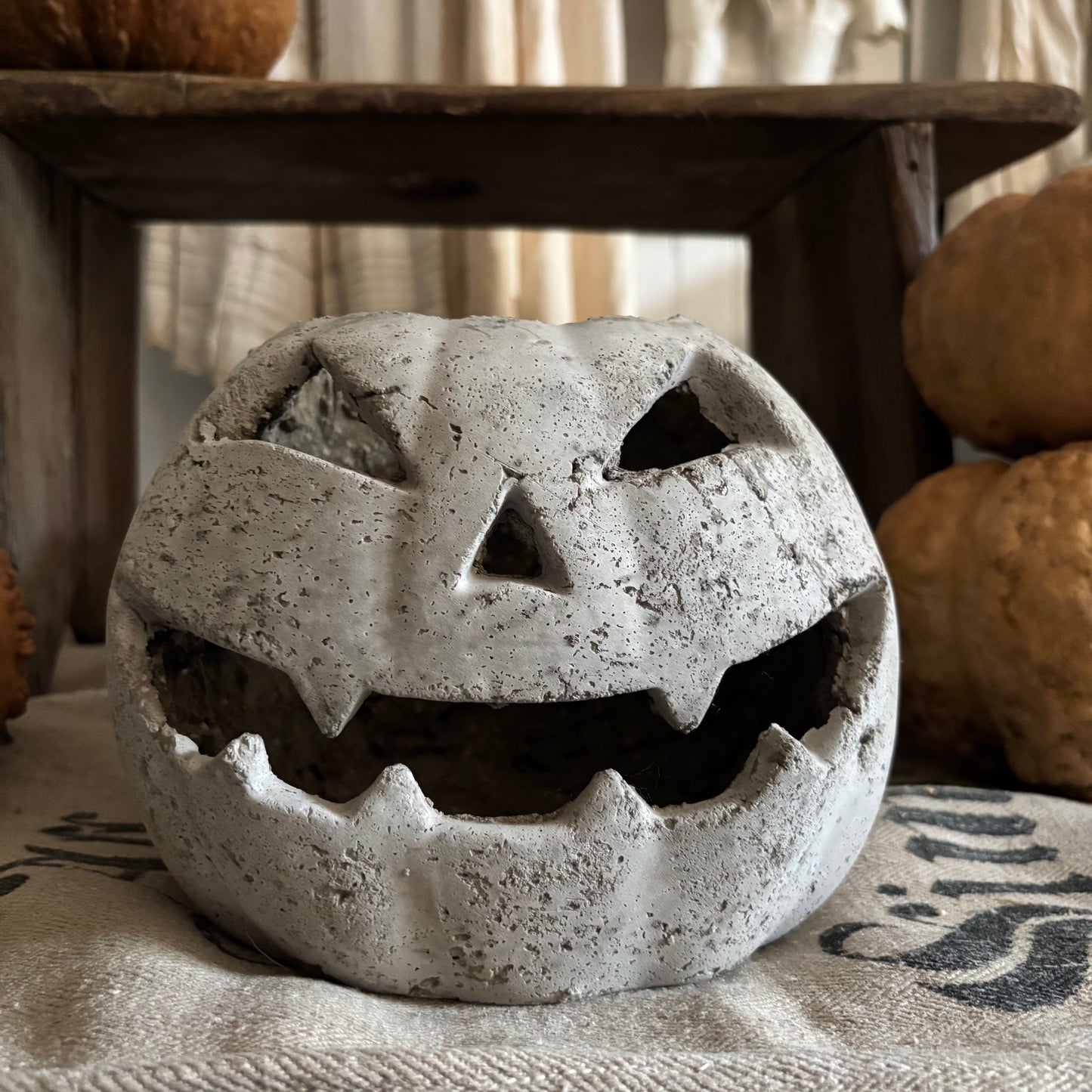 Handmade Concrete Pumpkin (hat sold separately)