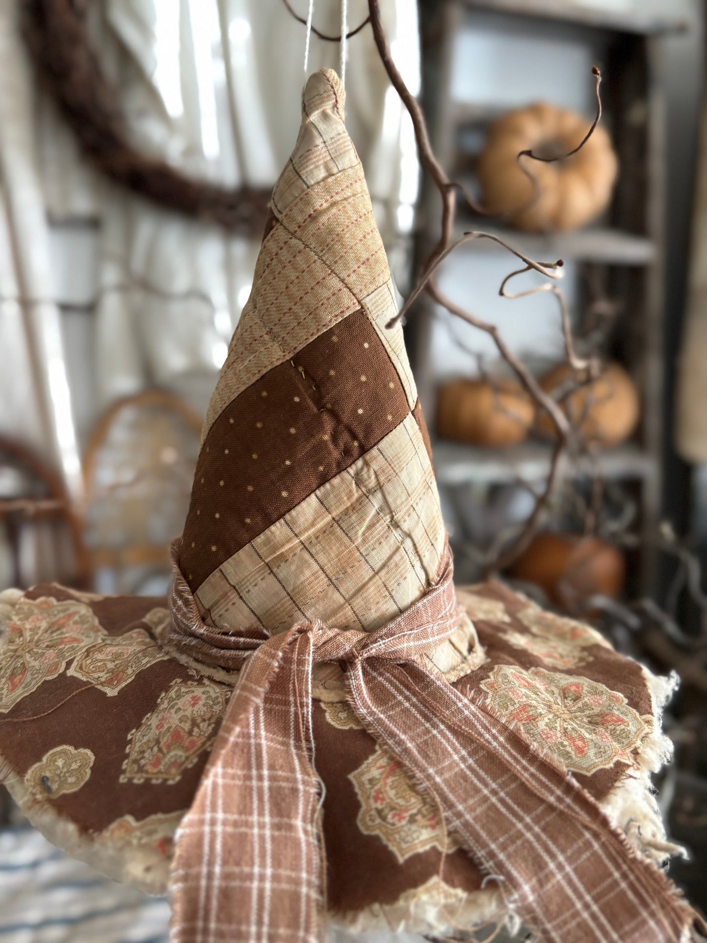 SMALL Antique quilt witch hat