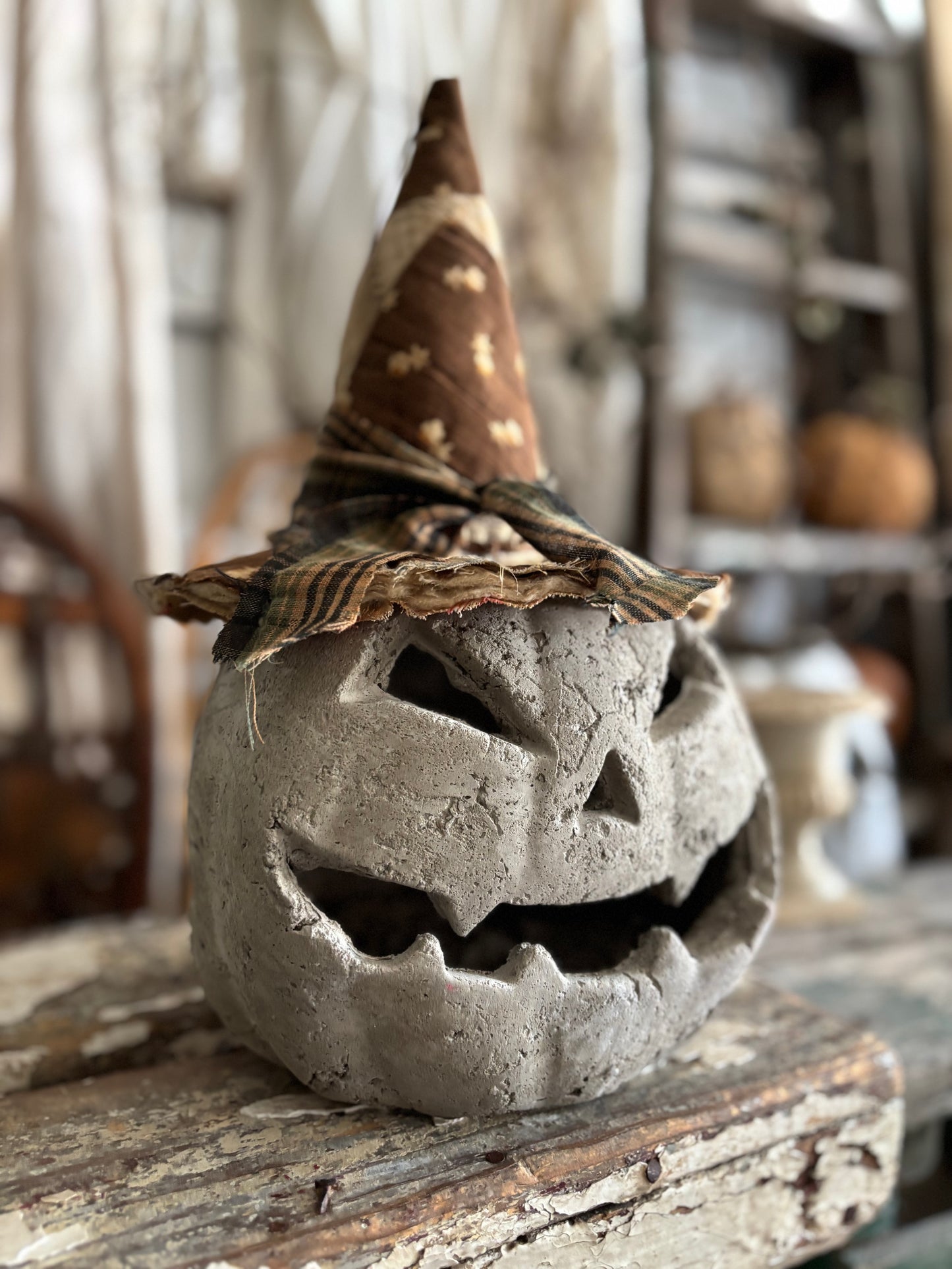 Handmade Concrete Pumpkin (hat sold separately)