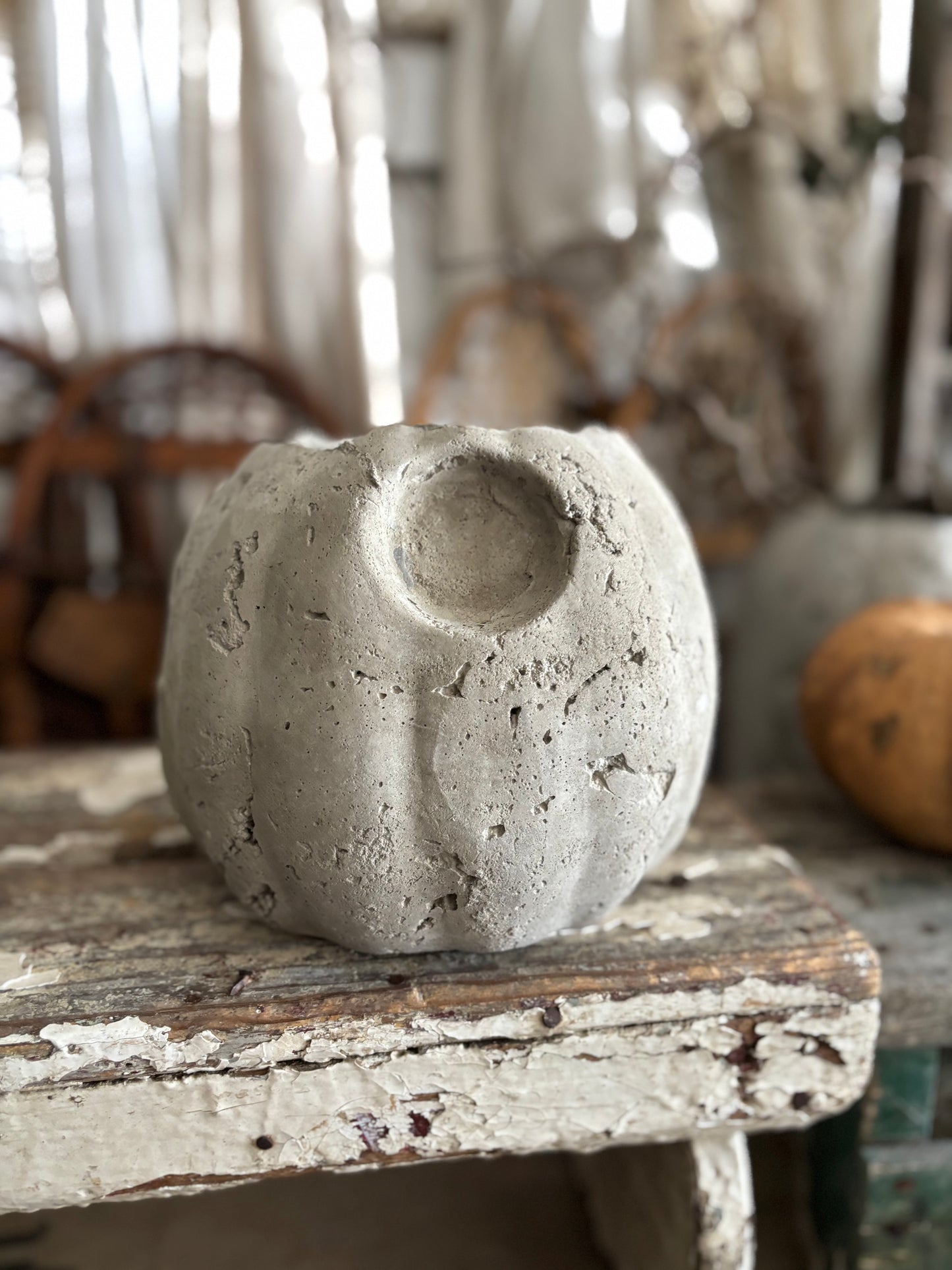 Handmade Concrete Pumpkin (hat sold separately)