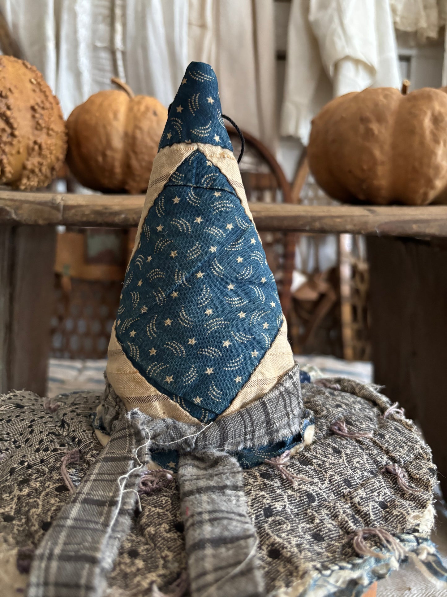 SMALL Antique quilt witch hat