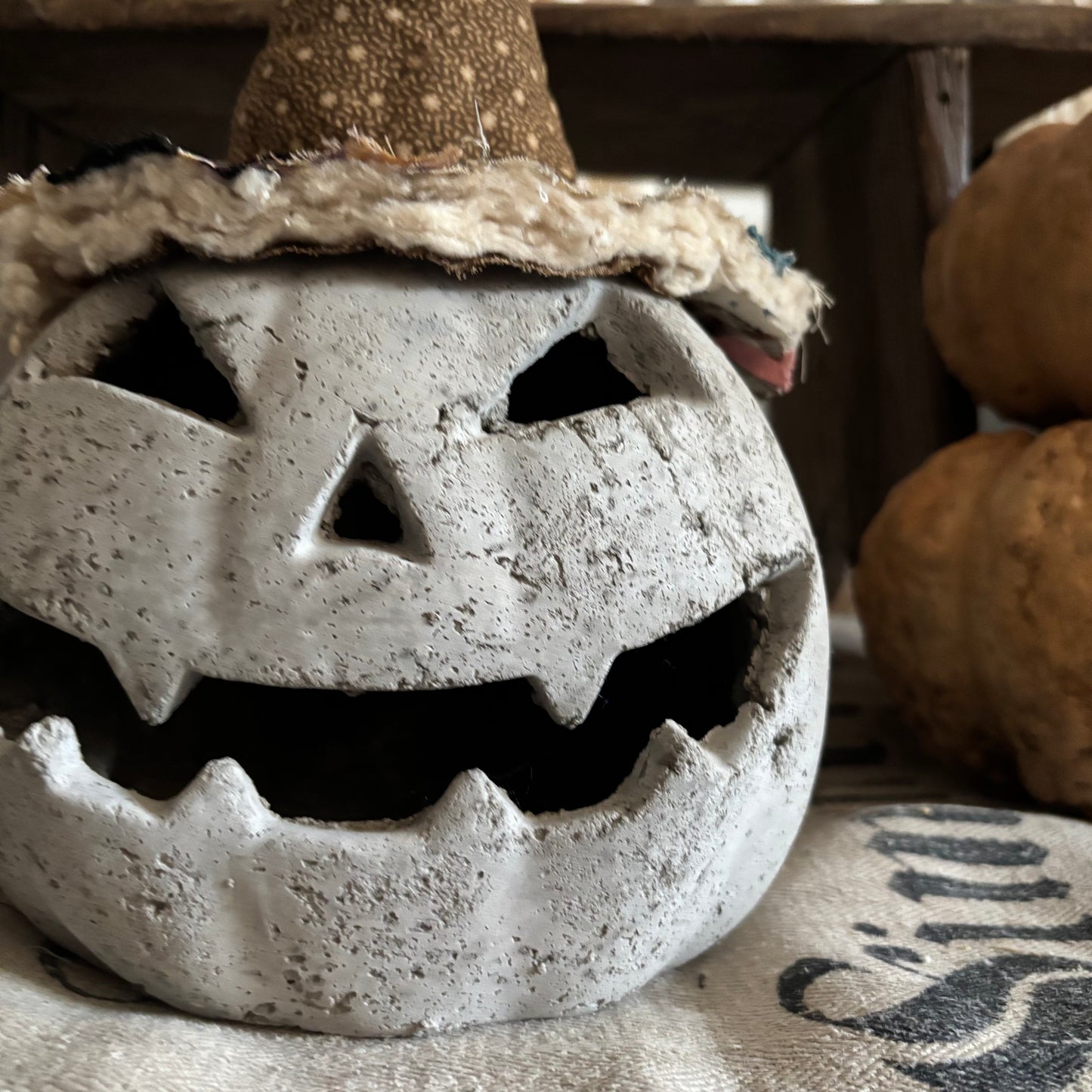 Handmade Concrete Pumpkin (hat sold separately)