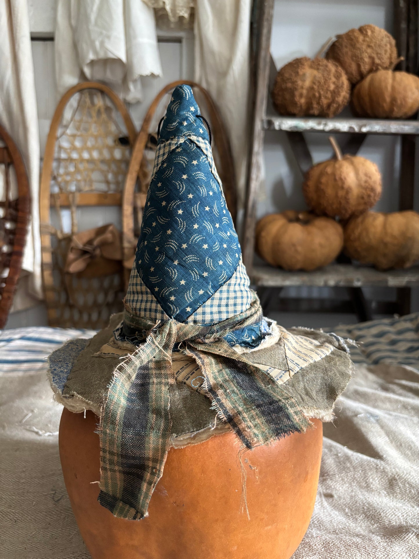 SMALL Antique quilt witch hat