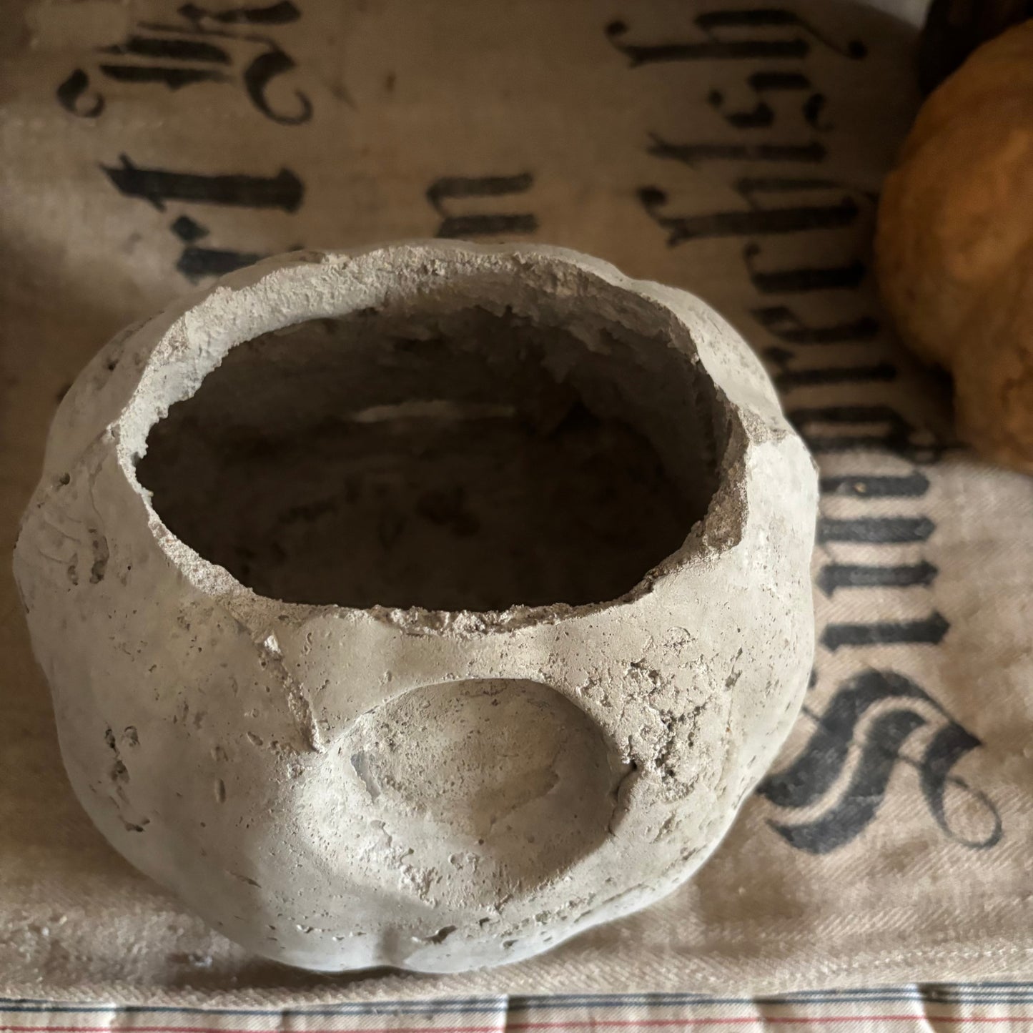 Handmade Concrete Pumpkin (hat sold separately)