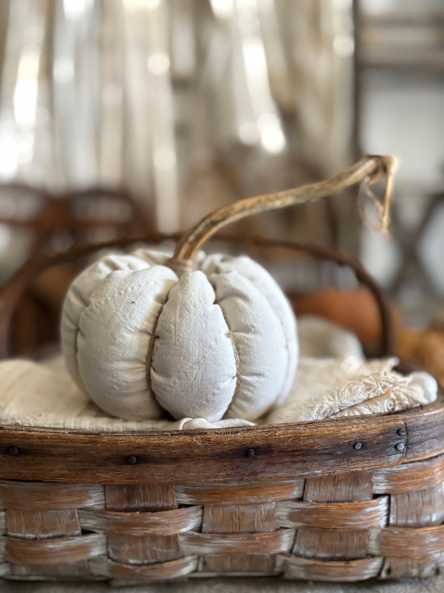 SMALL Antique quilt pumpkin
