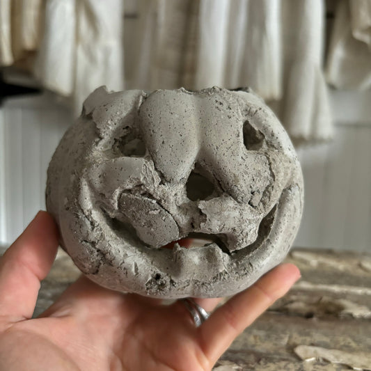 SMALL Handmade Concrete Pumpkin