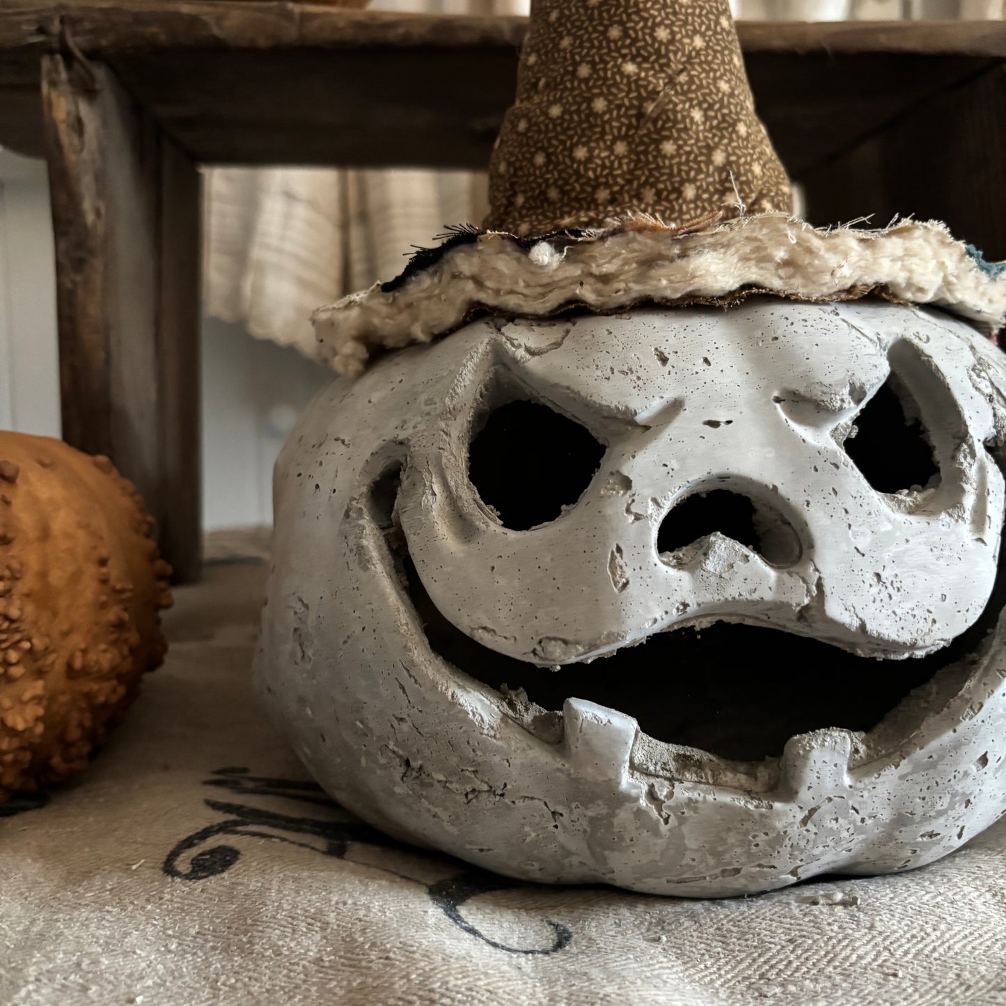 Handmade Concrete Pumpkin (hat sold separately)