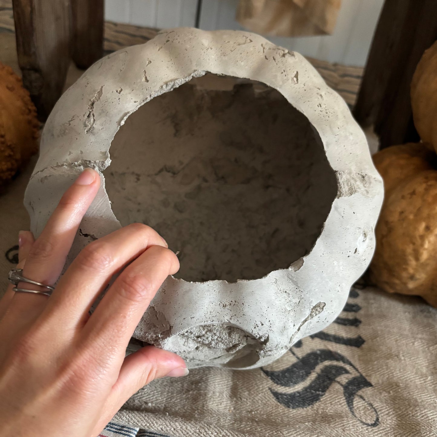 Handmade Concrete Pumpkin (hat sold separately)
