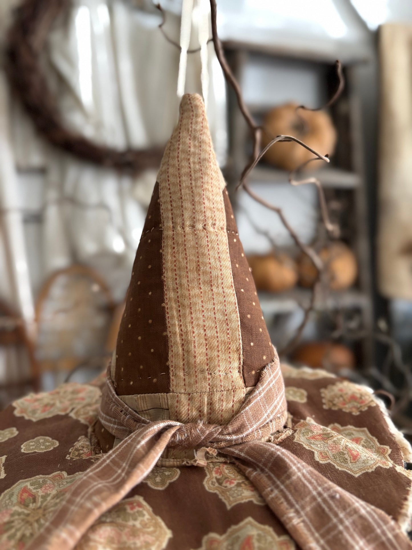 SMALL Antique quilt witch hat