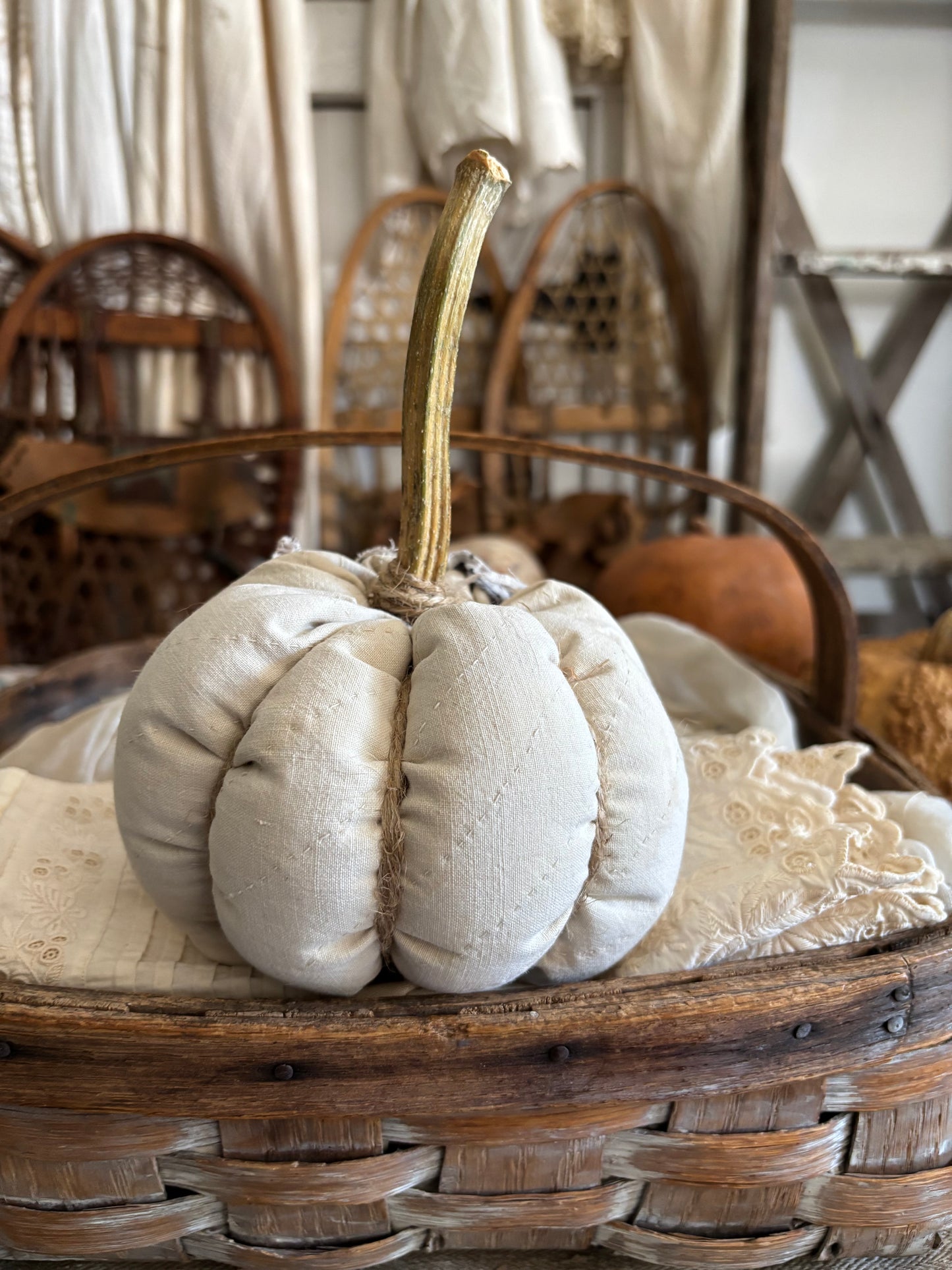SMALL Antique quilt pumpkin