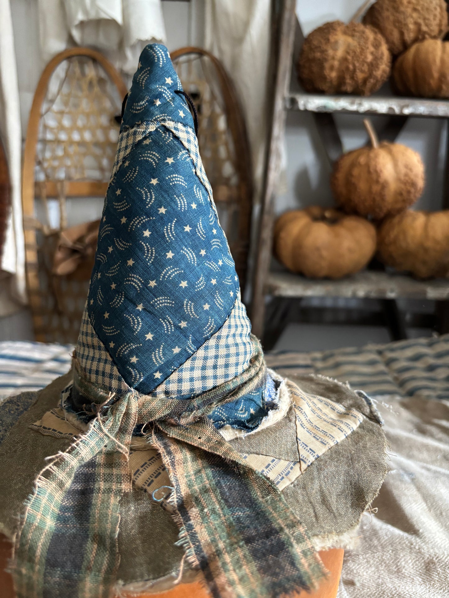 SMALL Antique quilt witch hat