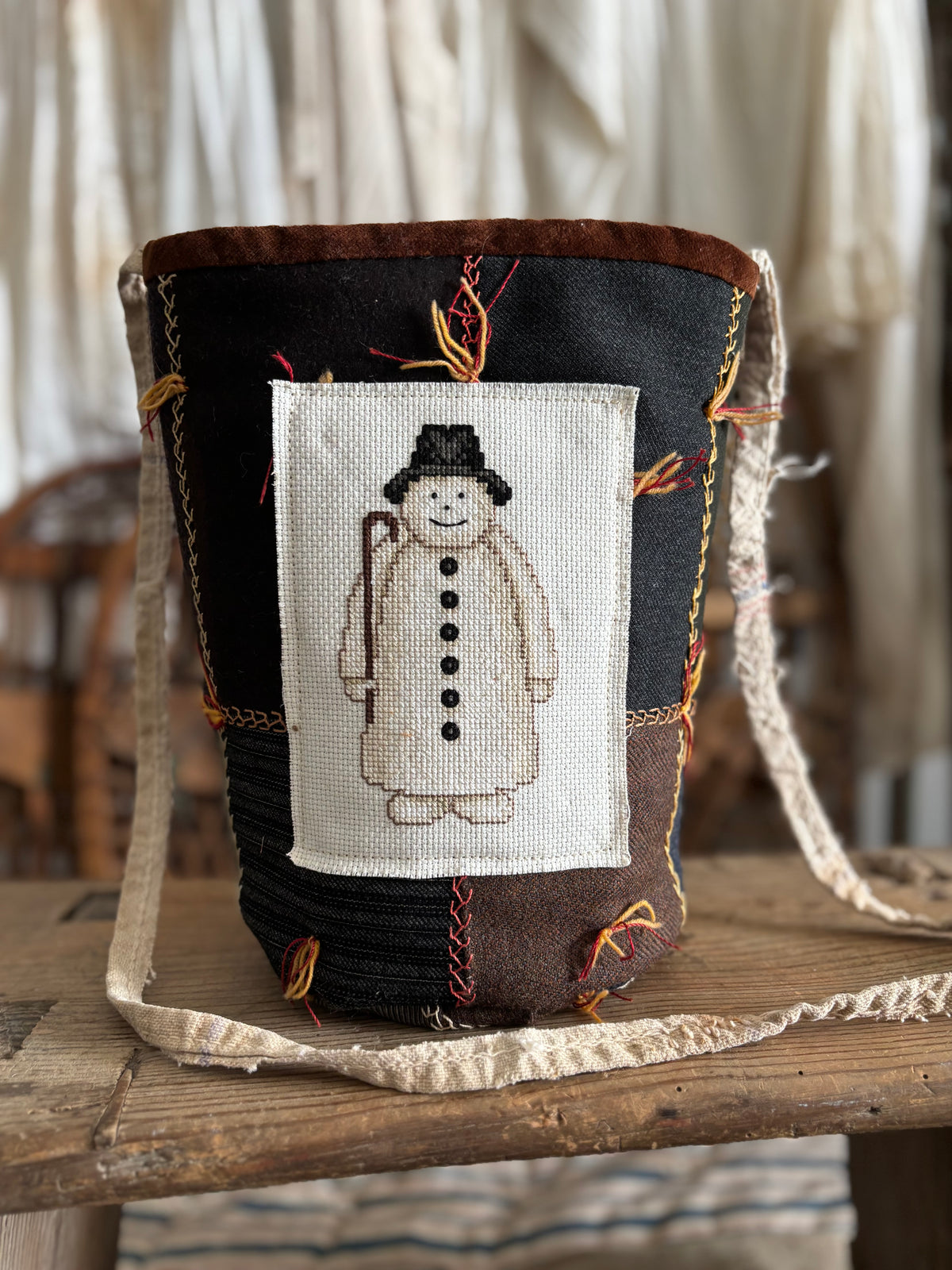Antique quilt snowman bucket crossbody bag – The Halsey Homestead